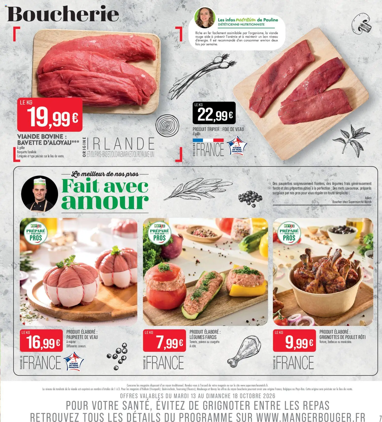 {H1} | Page: 7 | Produits: Courgette, Poulet rôti, Bavette d’aloyau, Viande