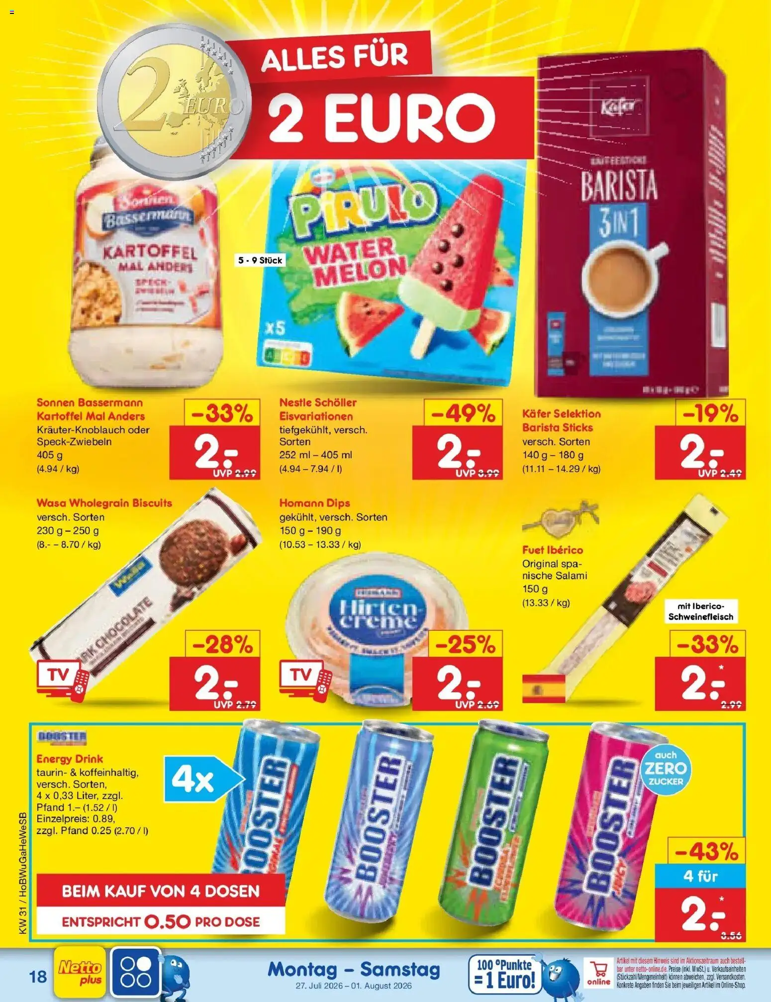 Netto Marken-Discount Prospekt Oldenburg – gültig ab 27.07.2026 | Seite: 28 | Produkte: Energy, Creme, Zucker, Schweinefleisch