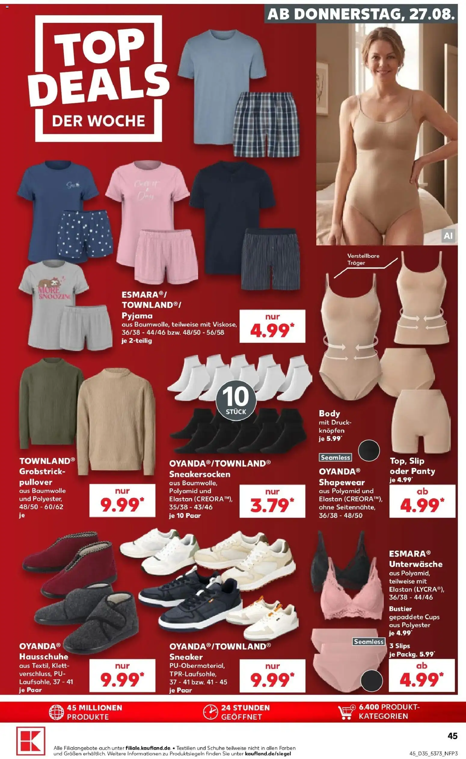 Prospekt Kaufland ab 24.08.2026 » Angebote Online zum Blättern | Seite: 56 | Produkte: Pullover, Unterwäsche, Pyjama, Hausschuhe