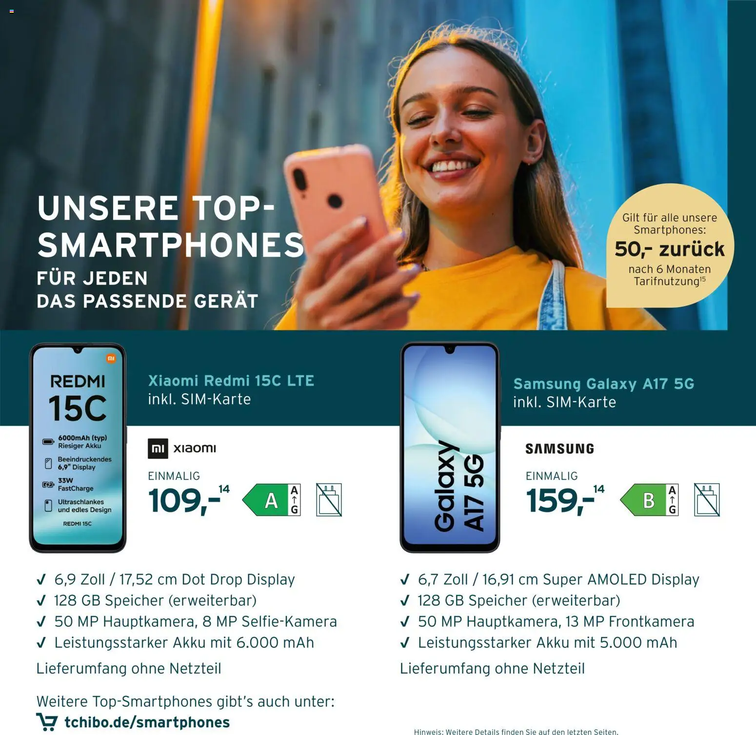 Tchibo Mobil Flyer – gültig ab 29.06.2026 | Seite: 8 | Produkte: Top, Xiaomi, Smartphones, Netzteil