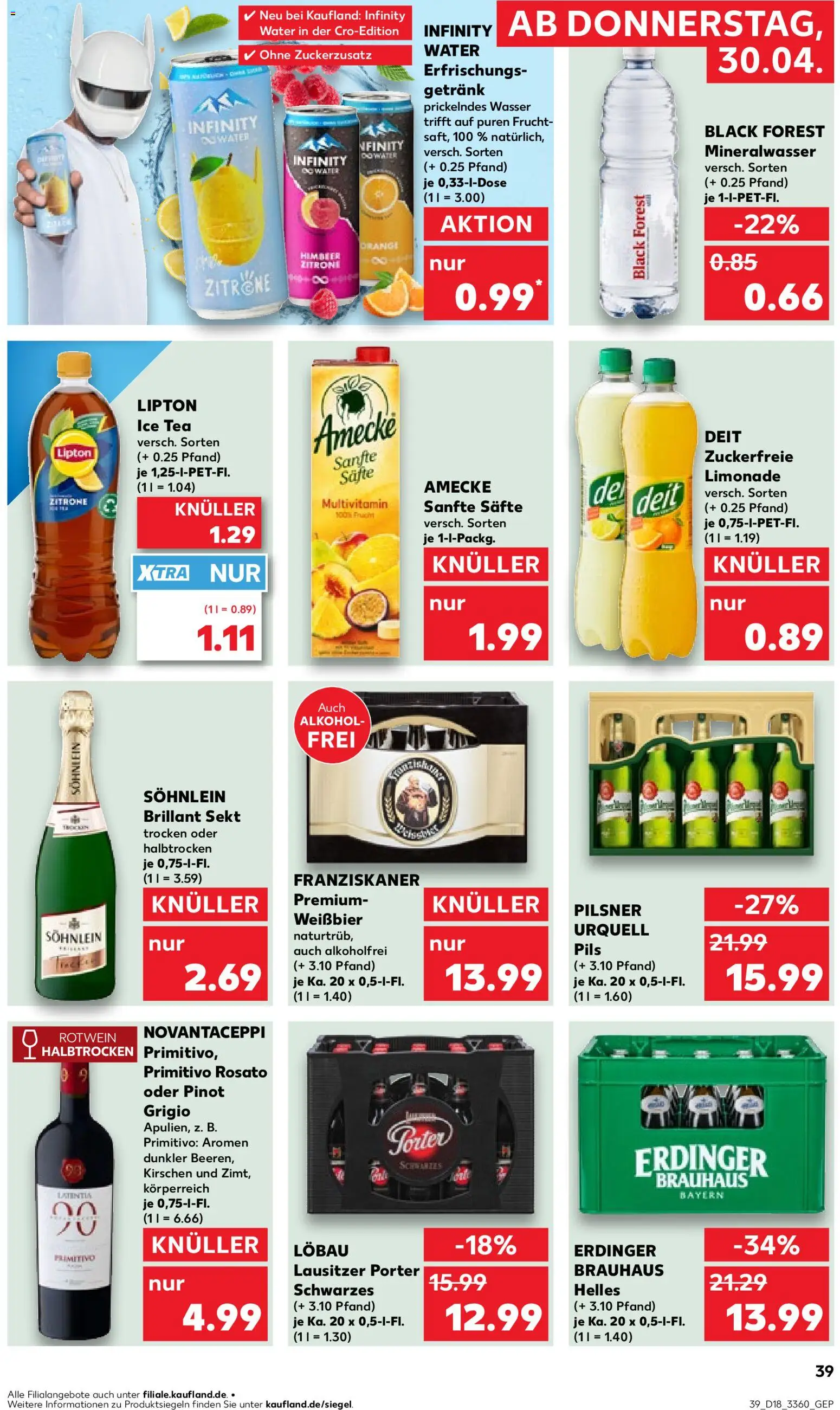 Kaufland Prospekt Frankfurt (Oder)	 – gültig ab 30.04.2026 | Seite: 39 | Produkte: Erdinger, Limonade, Mineralwasser, Zitrone