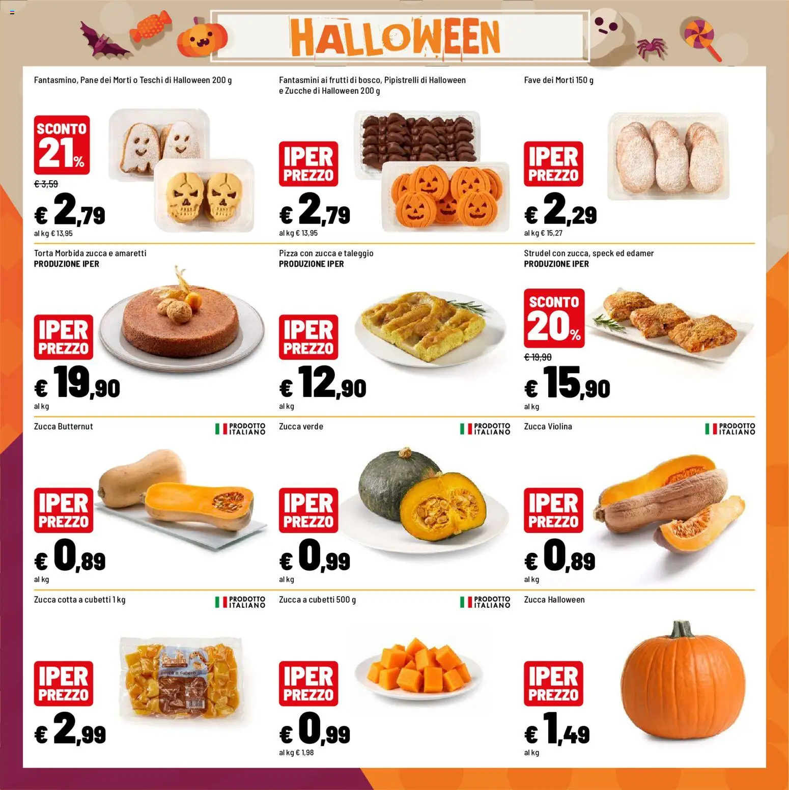 Volantino Iper del 23/10/2026 | Pagina: 19 | Prodotti: Pane, Pizza, Fantasmini, Zucca butternut