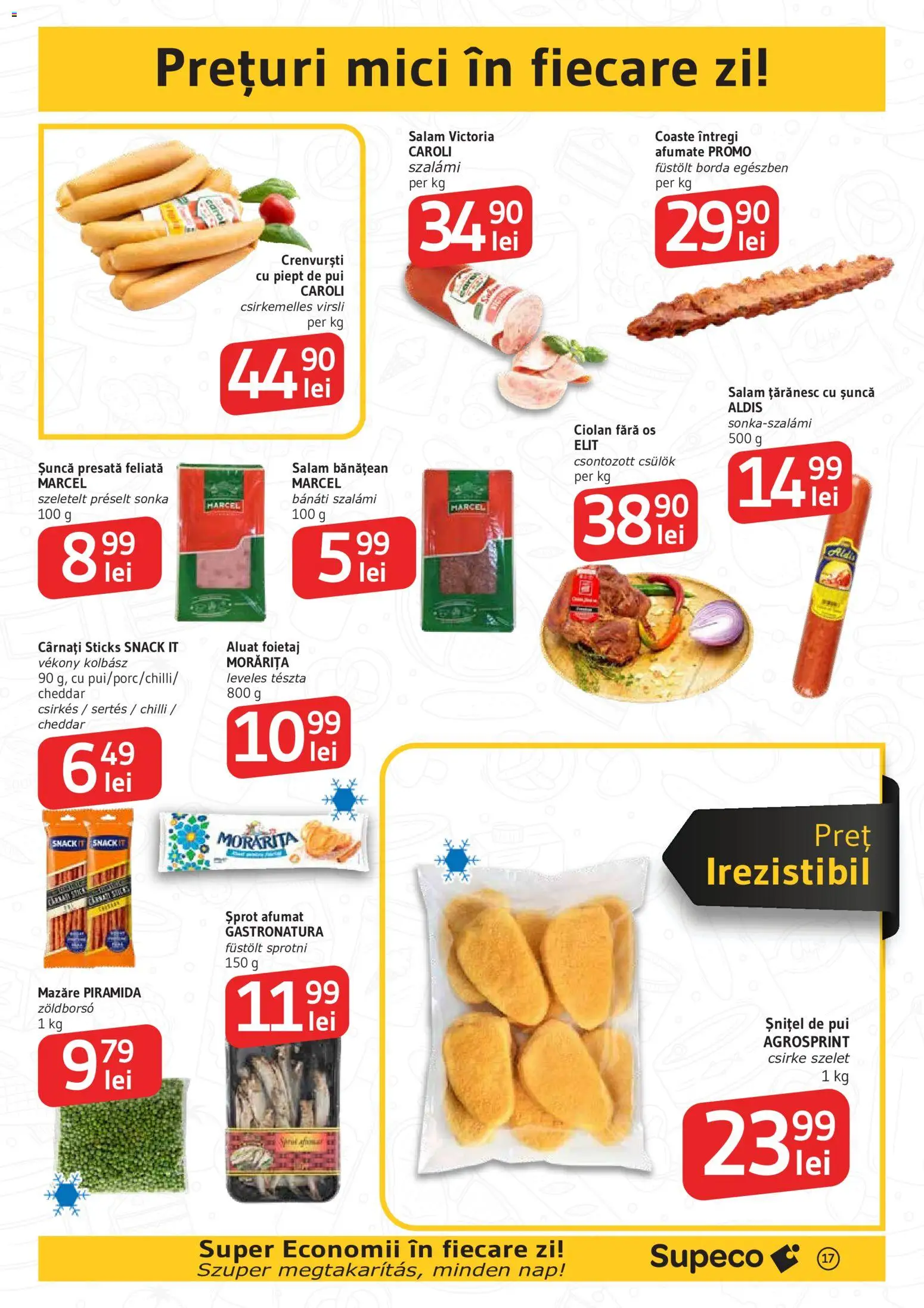 Noul catalog Supeco – valabil de la 14.05.2026 | Pagină: 17 | Produse: Hacıyatmaz Kedi Oyuncağı, Aluat, Crenvurști, Salam