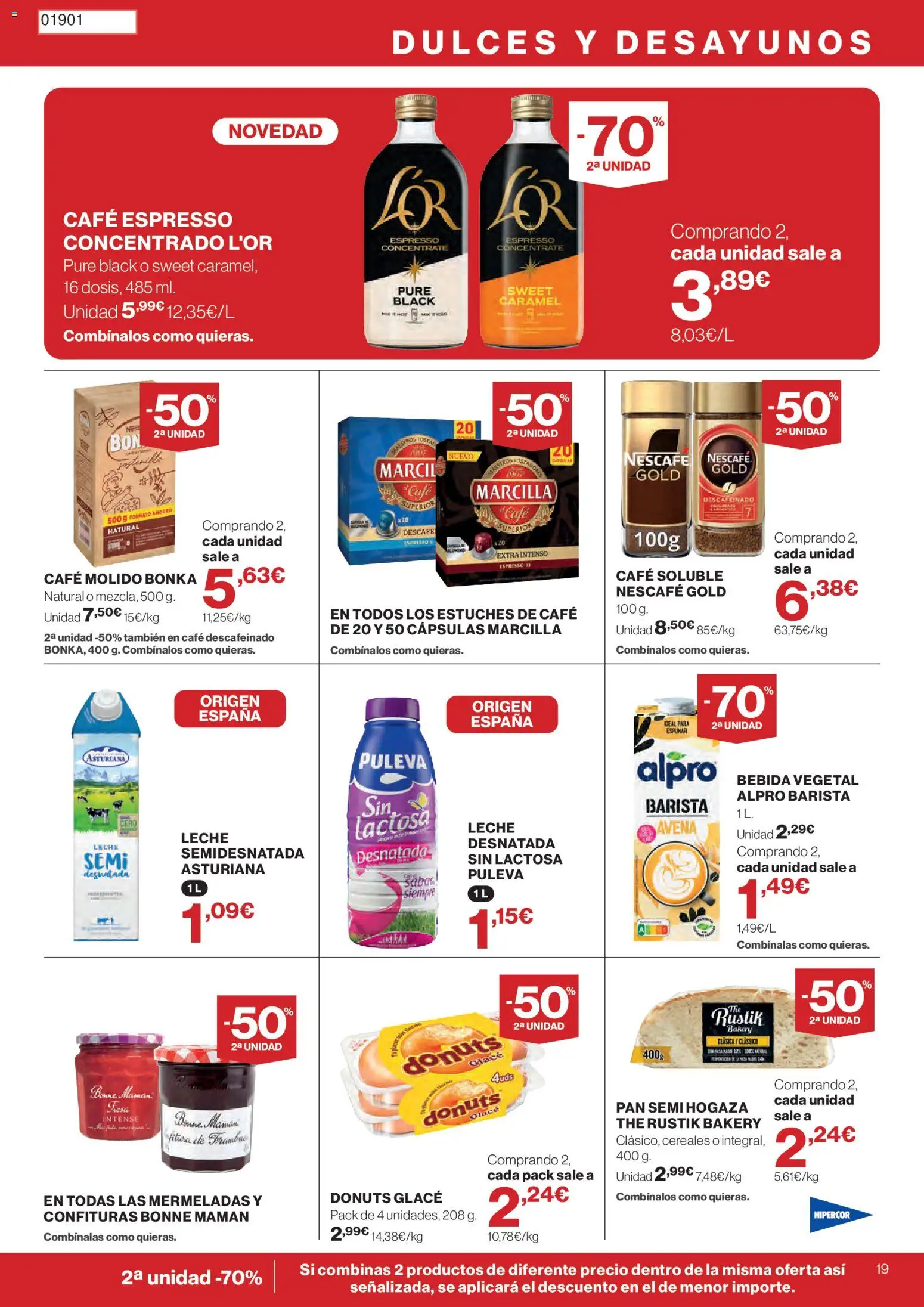 Hipercor catálogo │ válido desde el 30/07/2026 | Página: 19 | Productos: Pan, Cereales, Μηχανή καφέ, Donuts