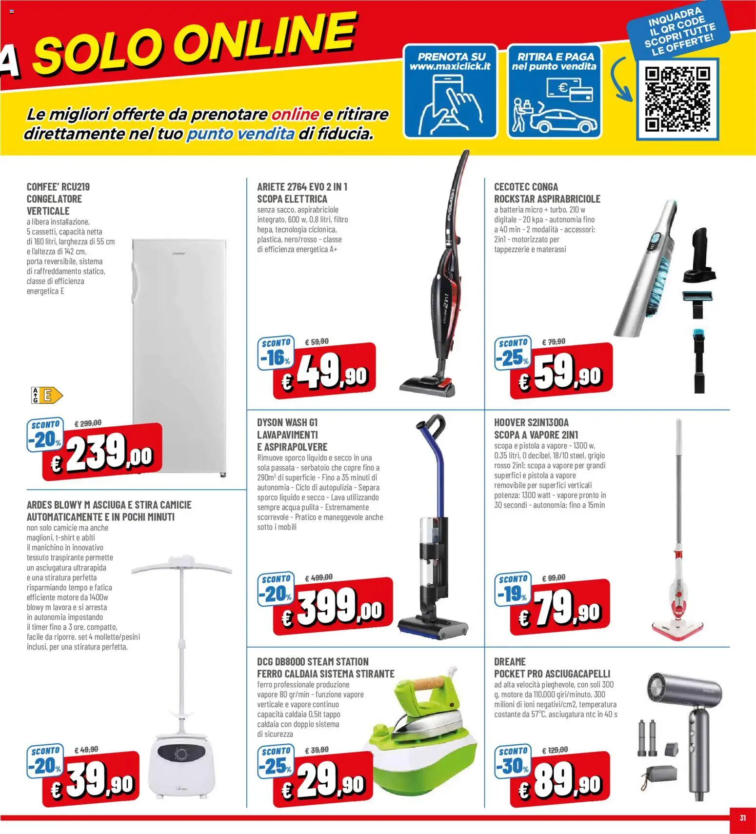 Volantino Famila del 14/09/2026 | Pagina: 31 | Prodotti: Manichino, Caldaia, Ferro, Dyson