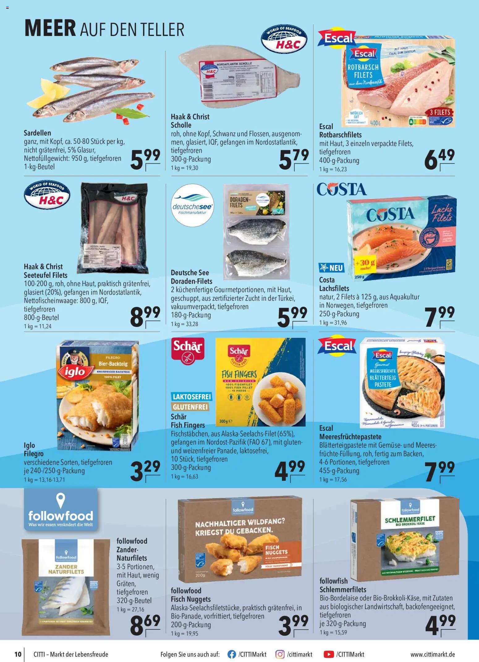 CITTI Markt Tiefkühlkost – gültig ab 14.10.2026 | Seite: 10 | Produkte: Käse, Fisch, Gemüse, Brokkoli