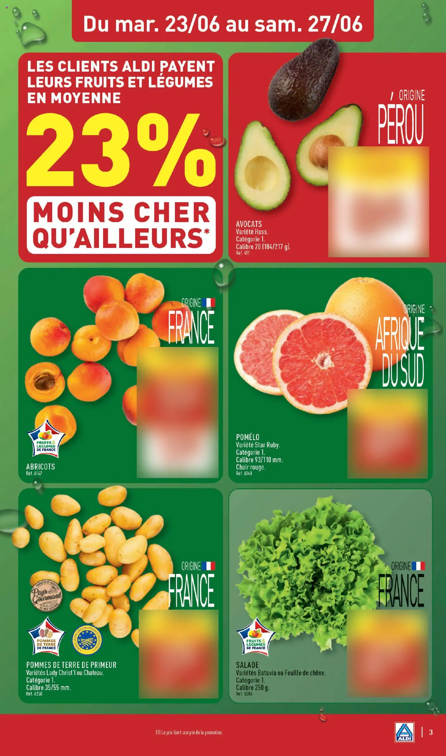 {H1} | Page: 5 | Produits: Salade, Avocats, Abricots, Pommes de terre