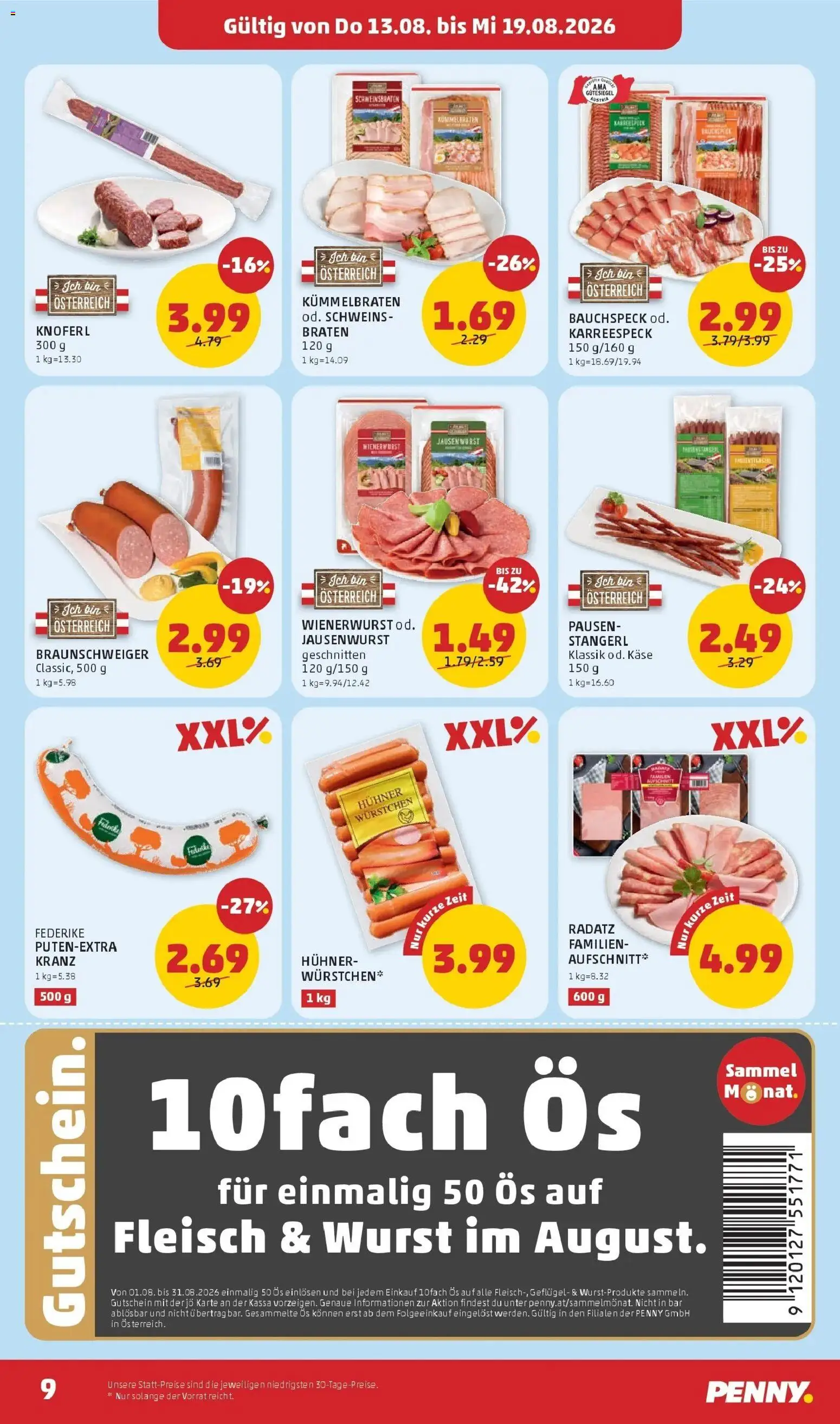 Penny Markt Die ganze Woche sparen ab (13.08.2026) - Angebote, Prospekt | Seite: 9