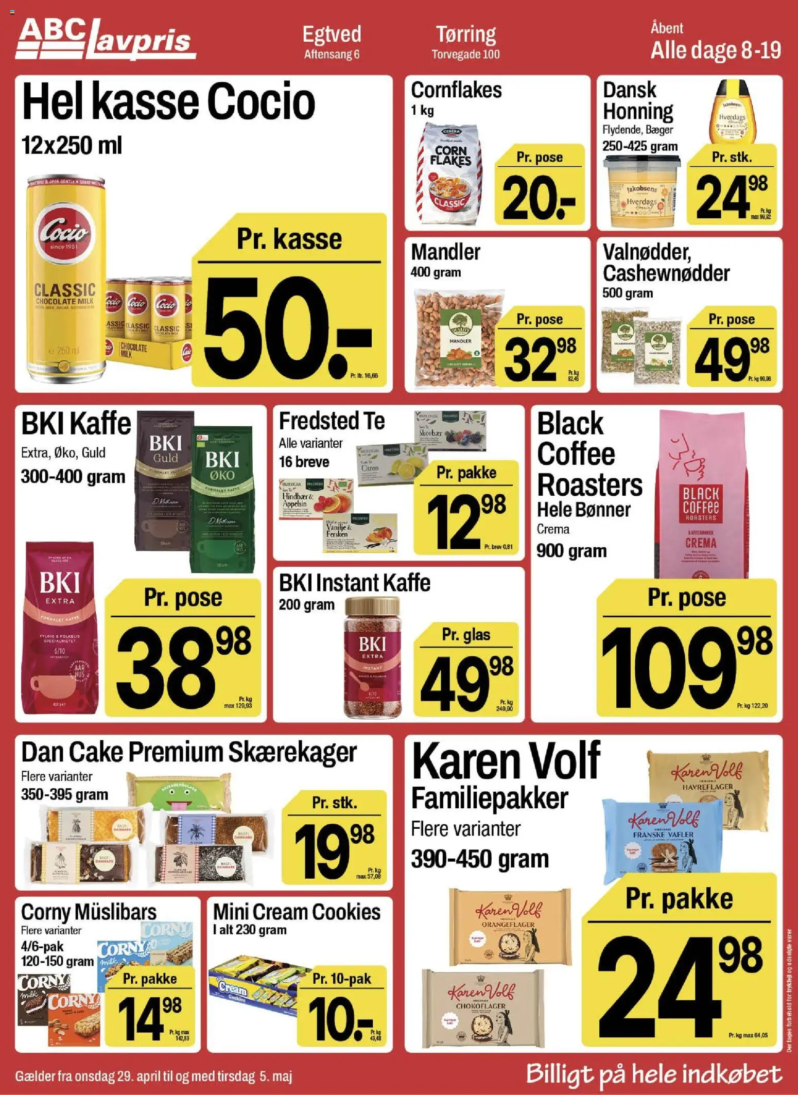 Abc Lavpris tilbudsavis – gyldig fra 29.04.2026 | Side: 10 | Produkter: Havreflager, Cashewnødder, Vafler, Vanilje