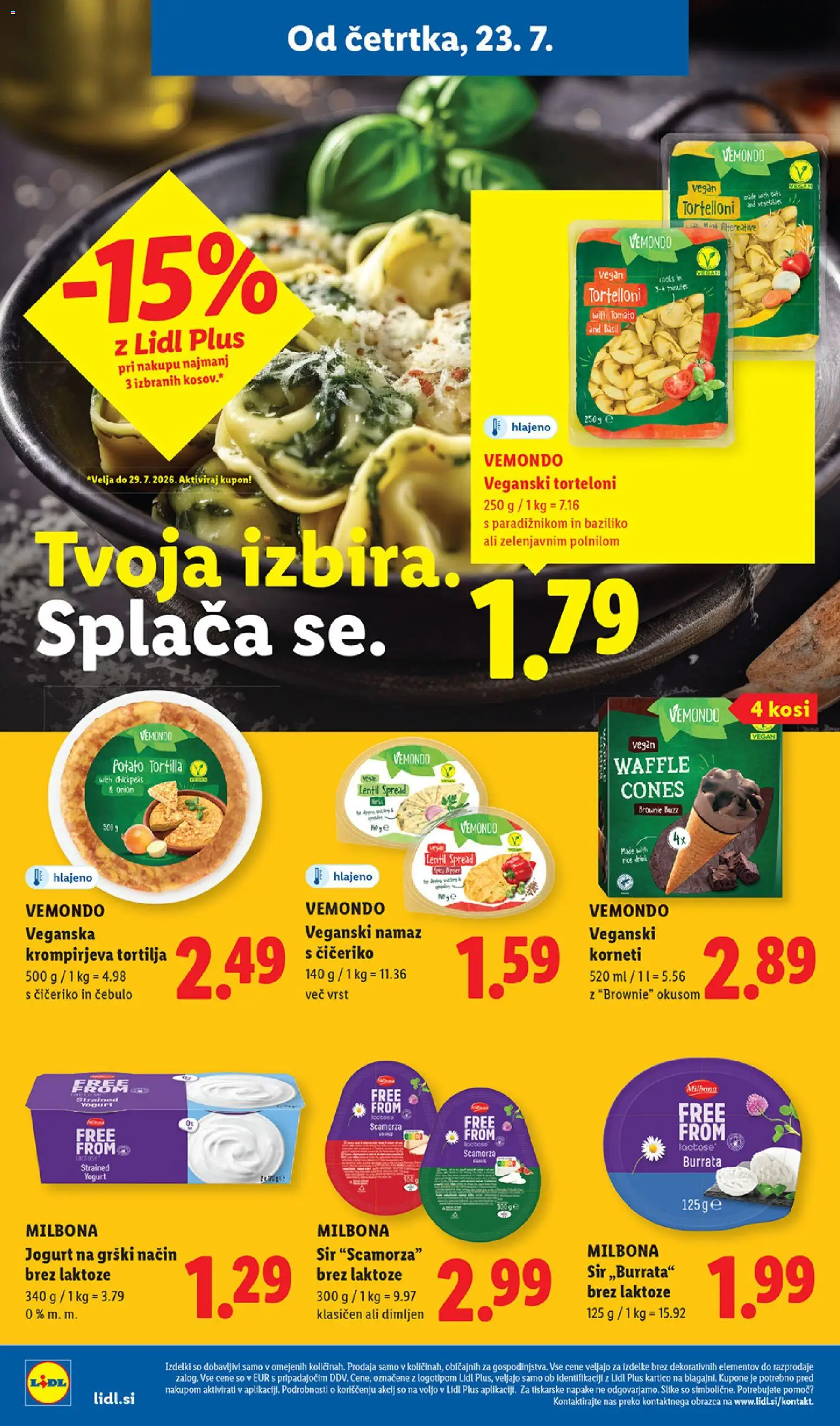 Novi Lidl katalog ponudbe – veljaven od 23.07.2026 | Stran: 24 | Izdelki: Torteloni, Namaz, Sir, Jogurt