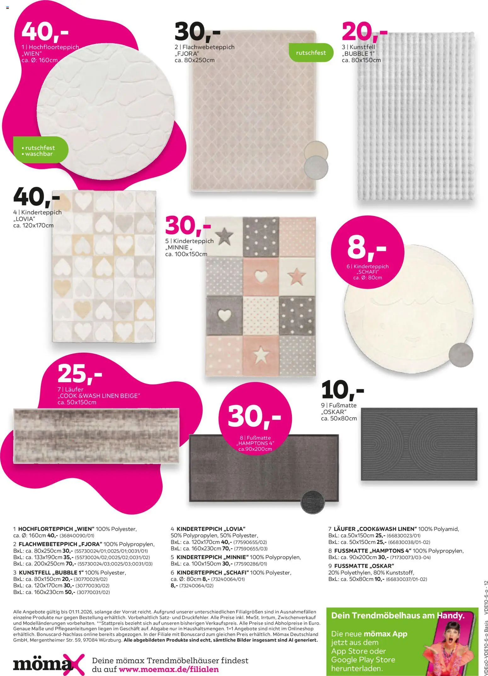 Mömax Lampentrends – gültig ab 28.09.2026 | Seite: 12 | Produkte: Fußmatte, Bilder