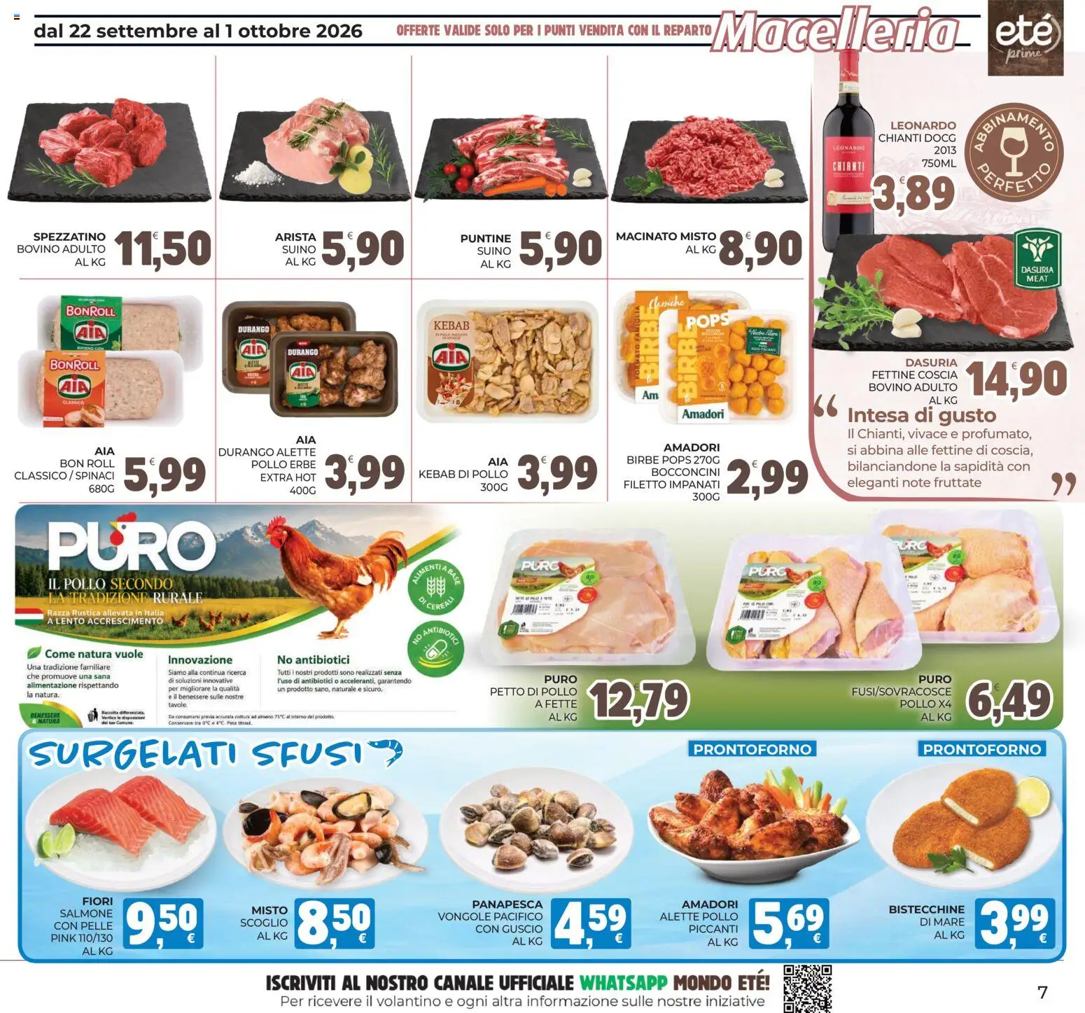Volantino Eté del 22/09/2026 | Pagina: 7 | Prodotti: Bovino, Salmone, Suino, Fiori
