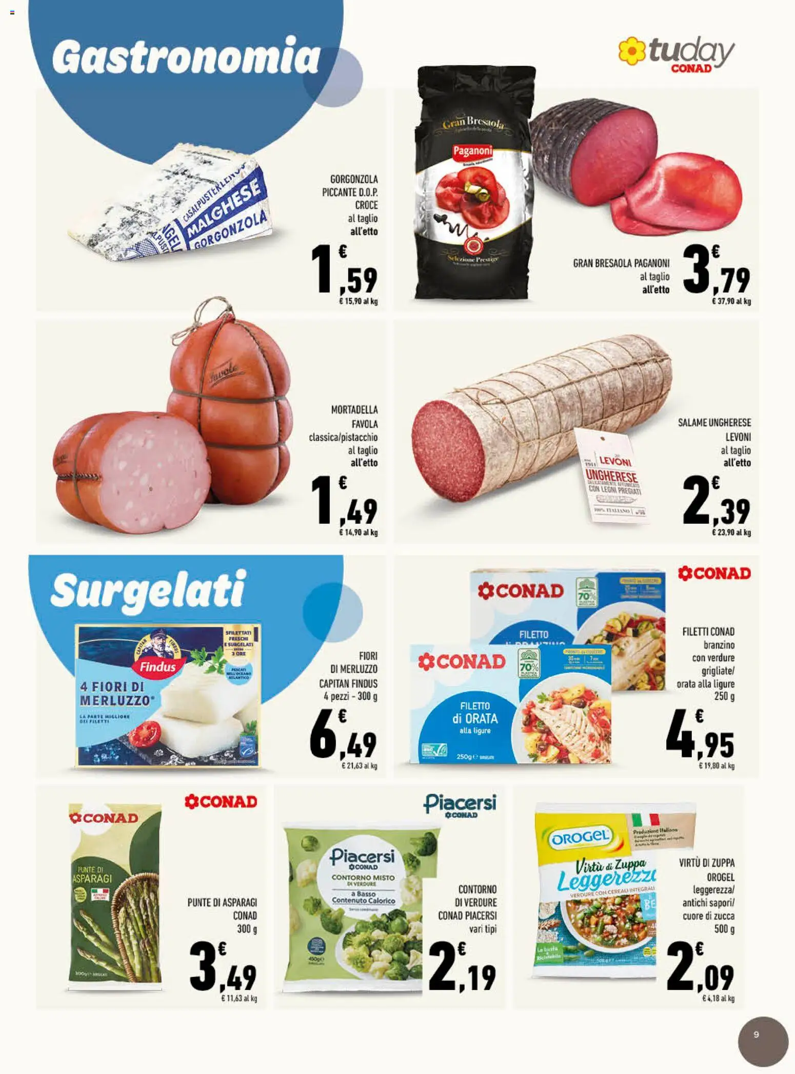 Volantino Conad del 21/10/2026 | Pagina: 9 | Prodotti: Salame, Zucca, Asparagi, Gorgonzola