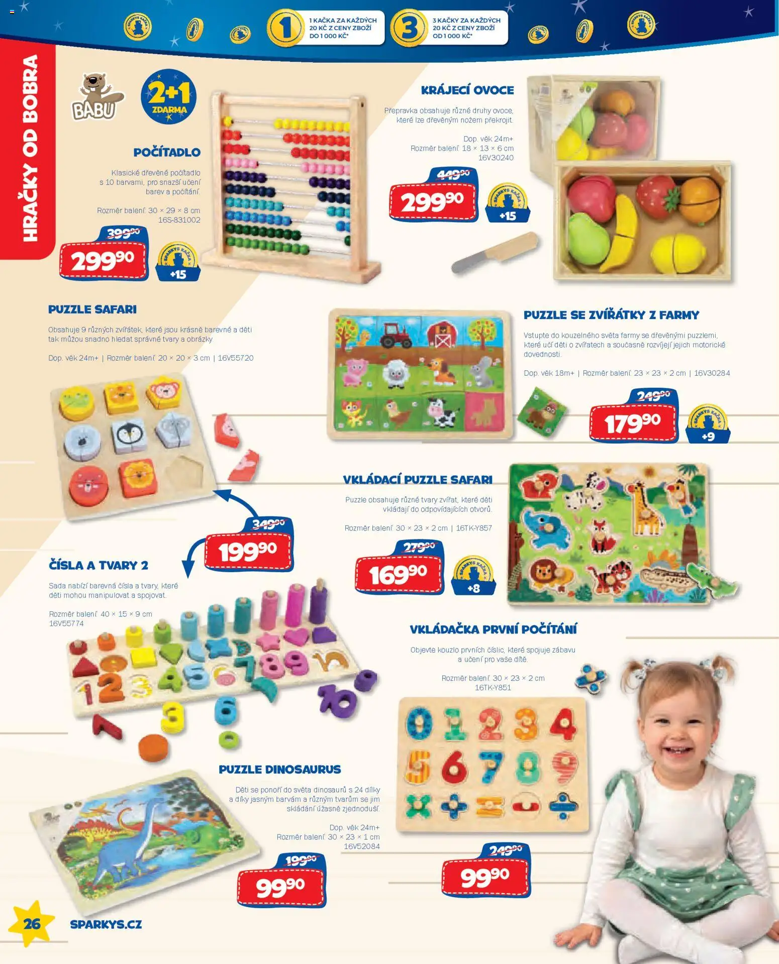 Sparkys katalog Léto 2026 od 01.05.2026 | Strana: 26 | Produkty: Ovoce, Dinosaurus, Přepravka, Hračky