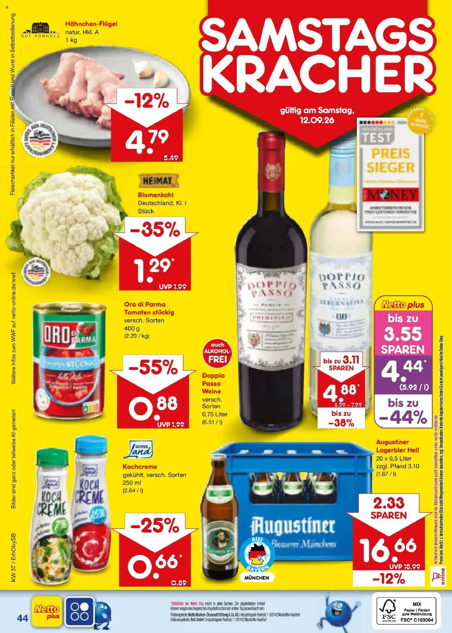 Netto Marken-Discount Prospekt München – gültig ab 07.09.2026 | Seite: 64 | Produkte: Oro di parma, Alkohol, Doppio Passo, Fleisch