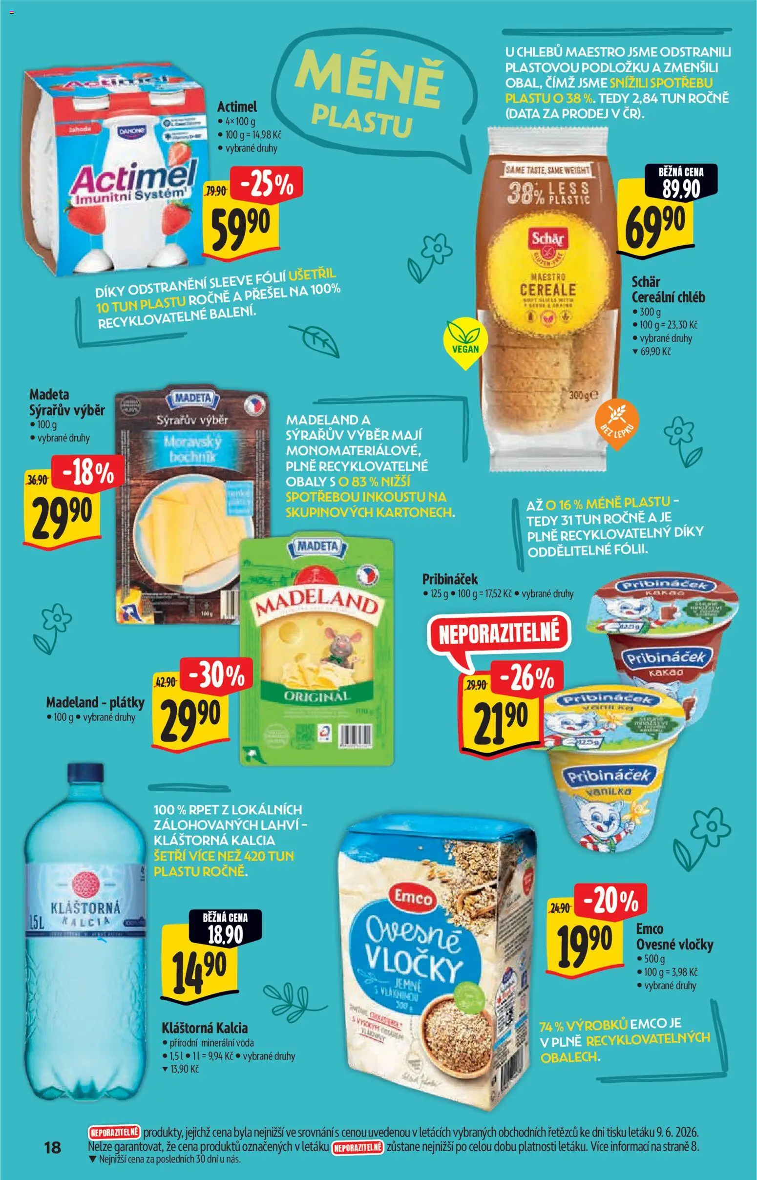 Albert katalog - Supermarket od 17.06.2026 | Strana: 18 | Produkty: Voda, Vločky, Actimel, Minerální voda