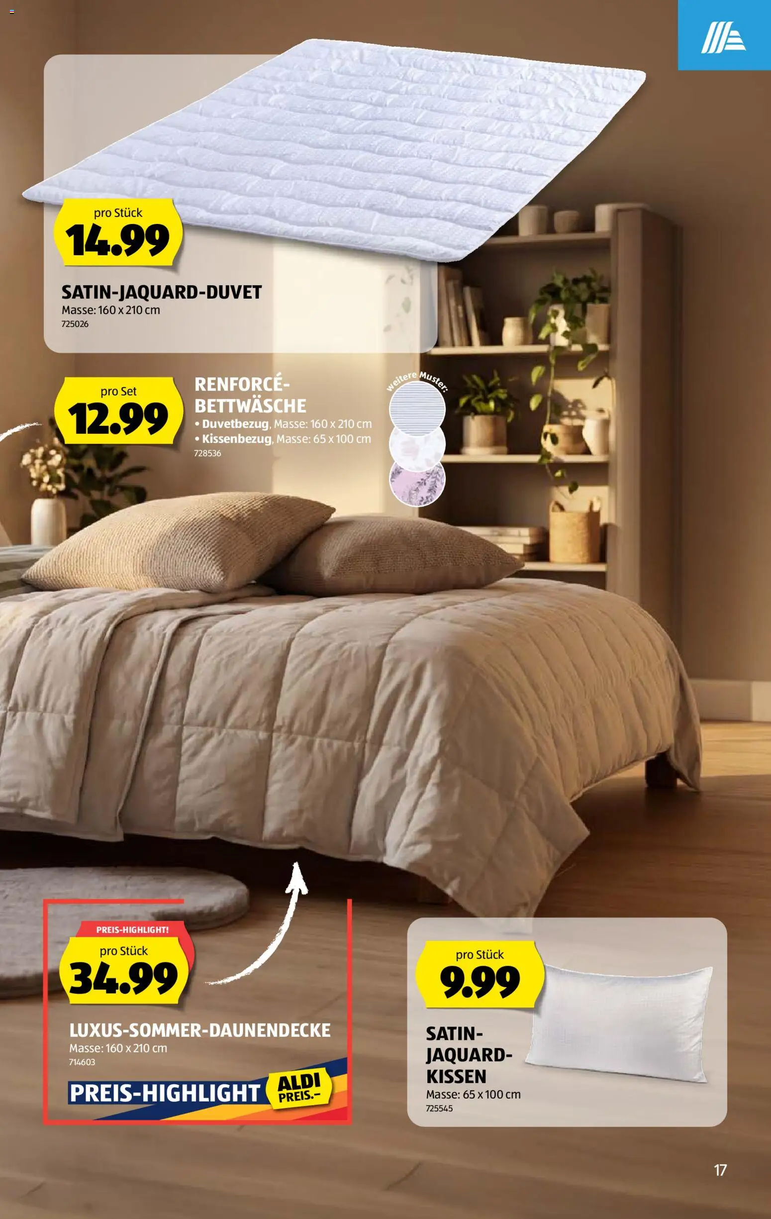 Aldi aktionen – gültig ab 06.08.2026 | Seite: 17 | Produkte: Kissen, Bettwäsche