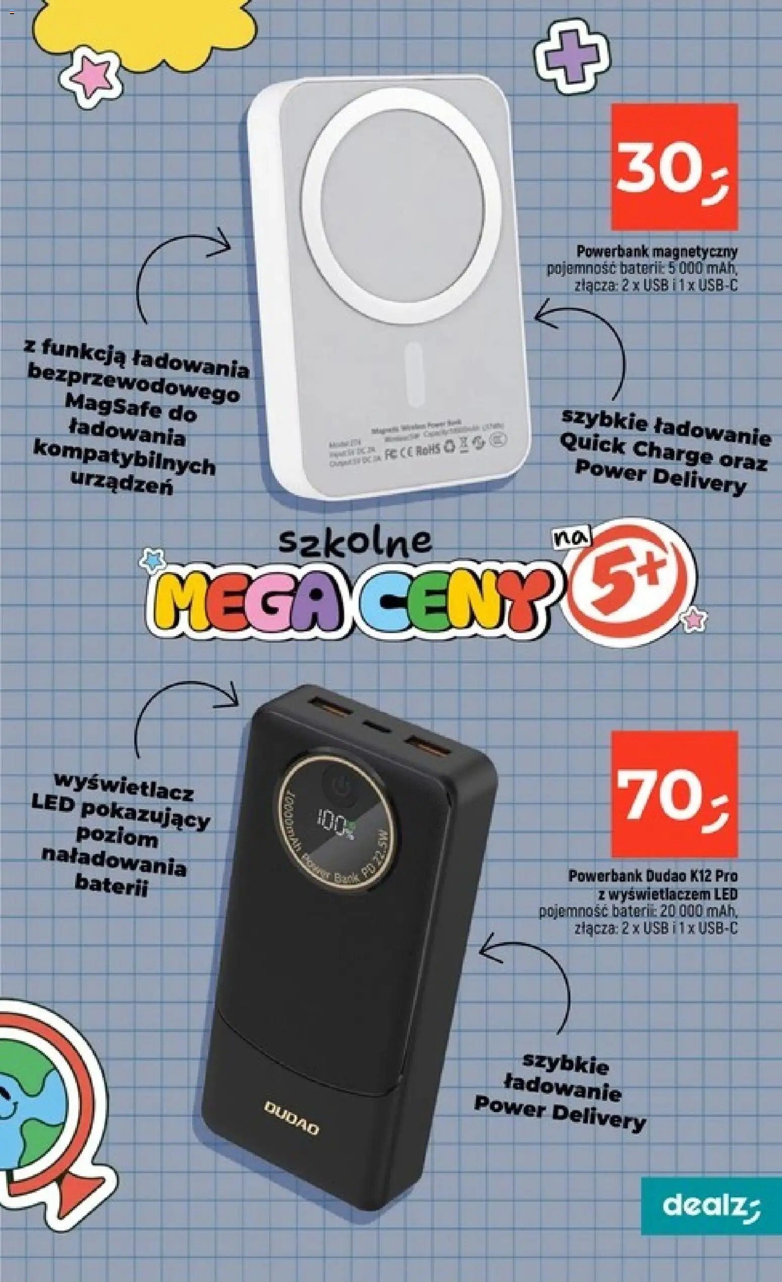 Dealz gazetka - Szkolne Mega Ceny od 06.08.2026 | Strona: 73 | Produkty: USB, Powerbank