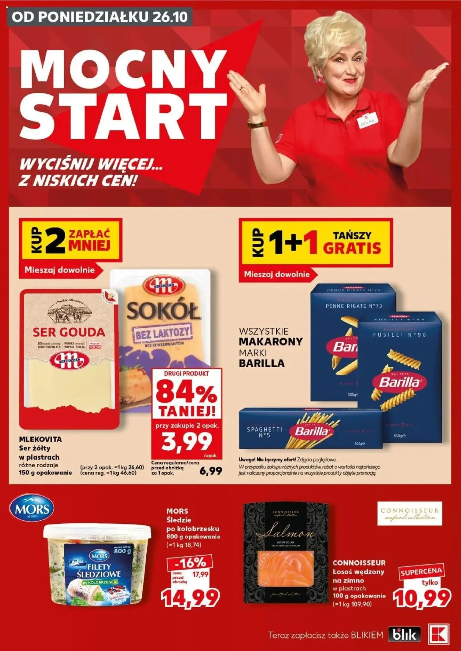Kaufland gazetka - Mocny start od 26.10.2026 - od jutra PDF | Strona: 6 | Produkty: Ser żółty, Łosoś, Łosoś wędzony na zimno, Makarony