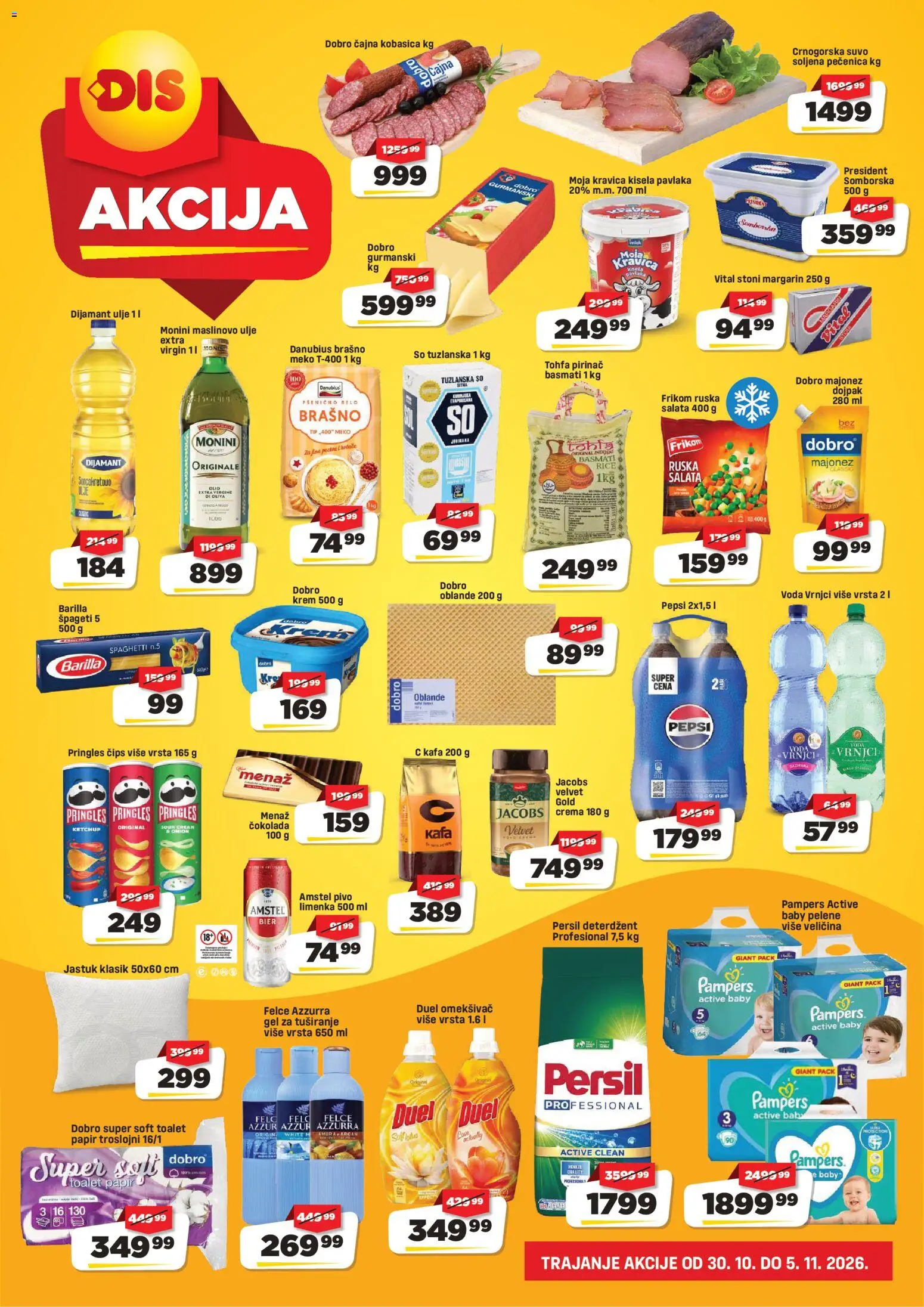 DIS katalog - važi od 30.10.2026 | Strana: 2 | Proizvode: Pampers, Brašno, Margarin, Pivo