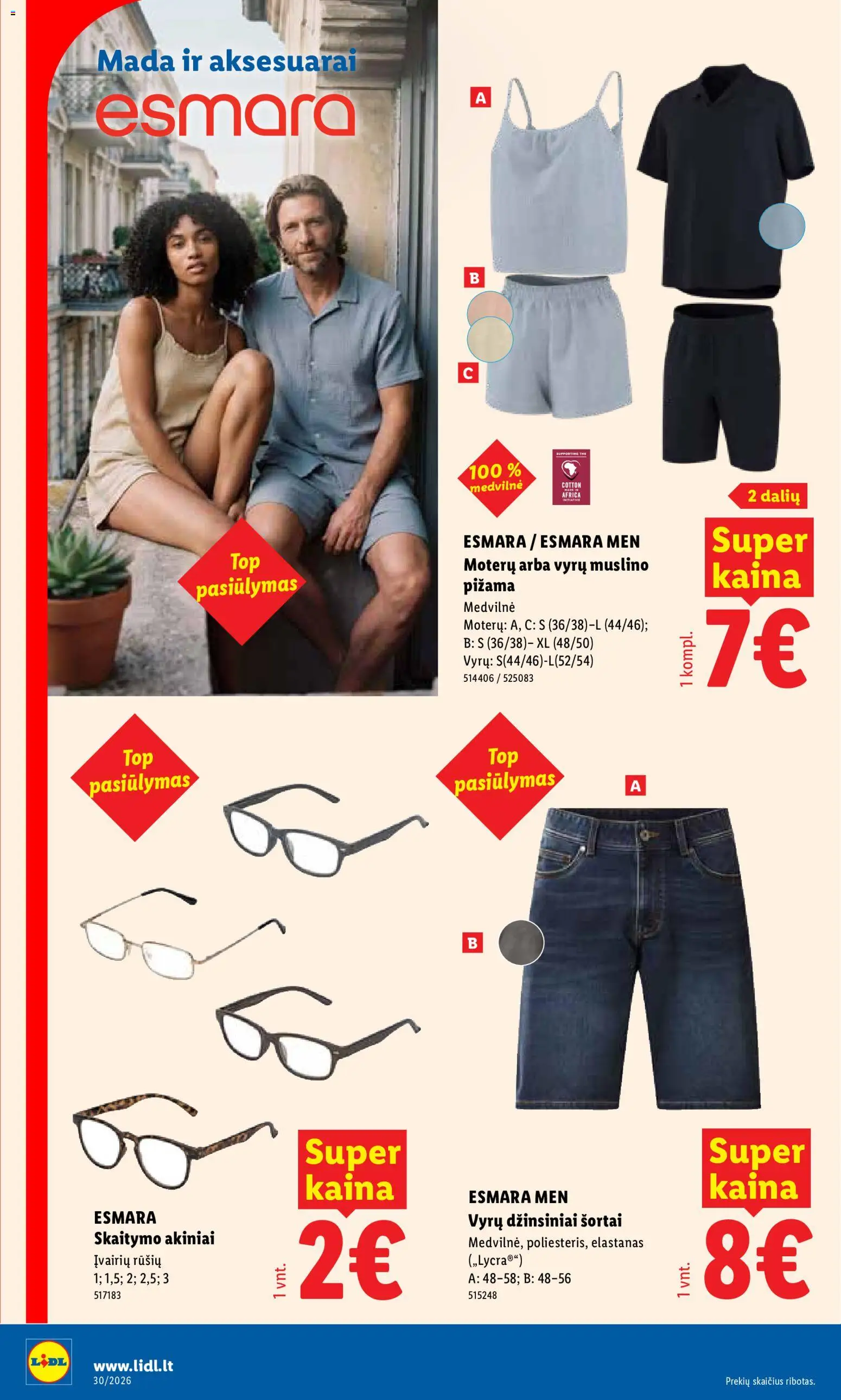 LIDL akcijos nuo 2026.07.20 | Puslapis: 2 | Prekių: Šortai, Pižama, Akiniai