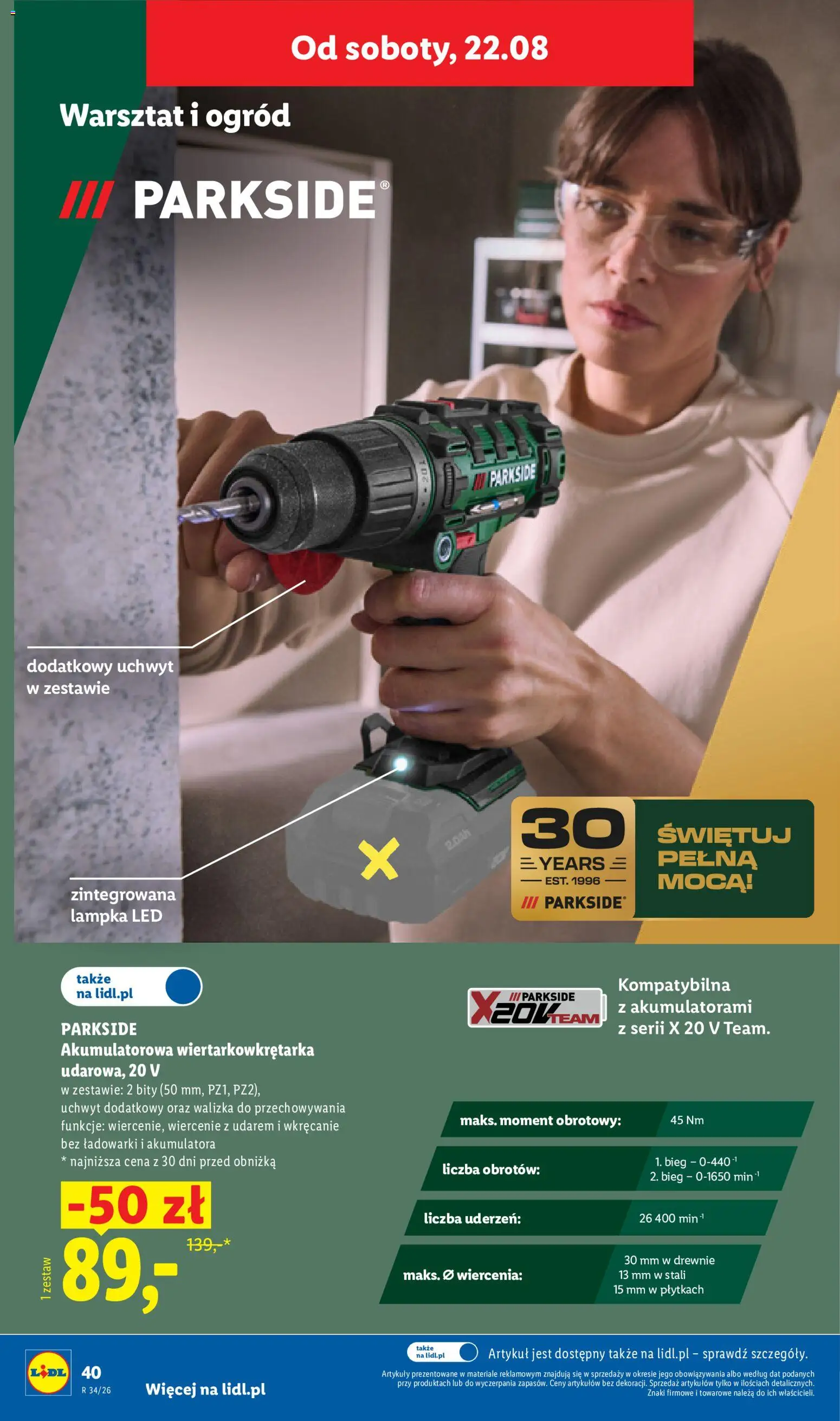 Lidl Polsko katalog od 17.08.2026 | Strana: 52 | Produkty: Parkside, LED