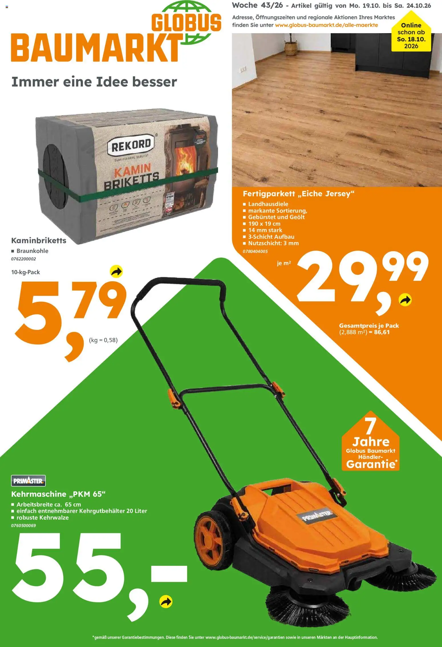 Globus Baumarkt Prospekt Berlin-Treptow – gültig ab 19.10.2026 | Seite: 1 | Produkte: Kamin