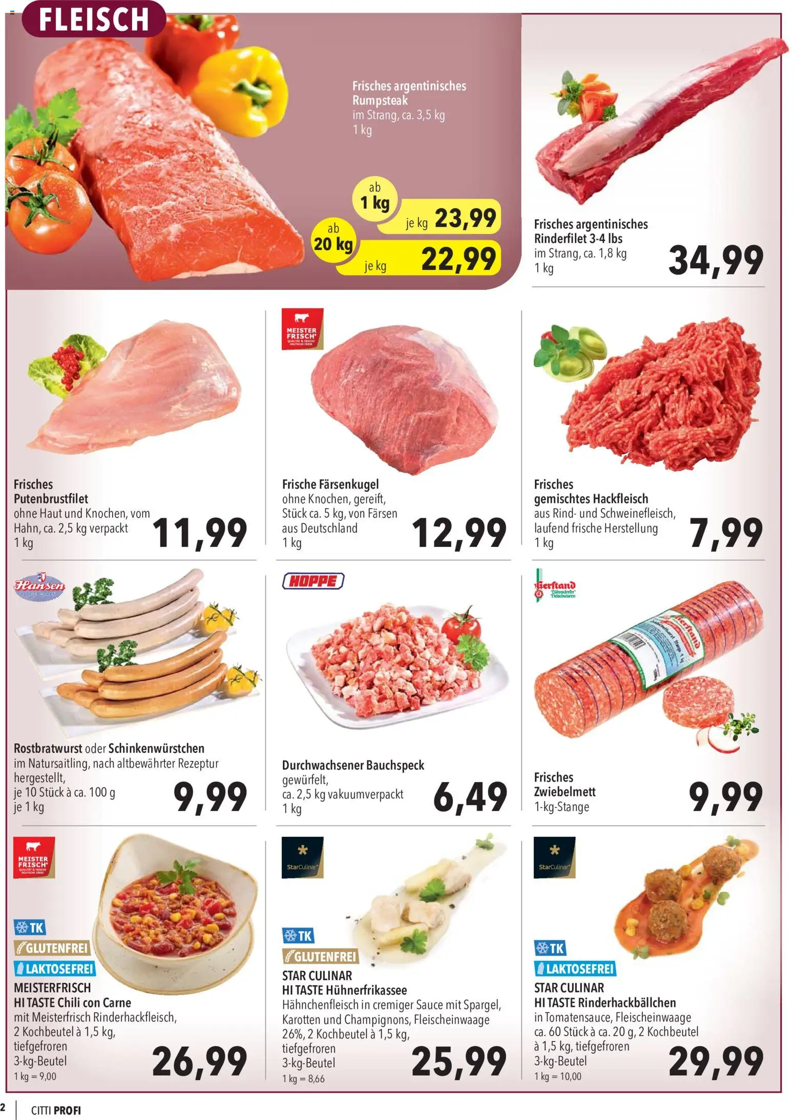 CITTI Markt Aktuelle Angebote für Profis – gültig ab 01.07.2026 | Seite: 2 | Produkte: Rumpsteak, Rinderfilet, Fleisch, Hackfleisch