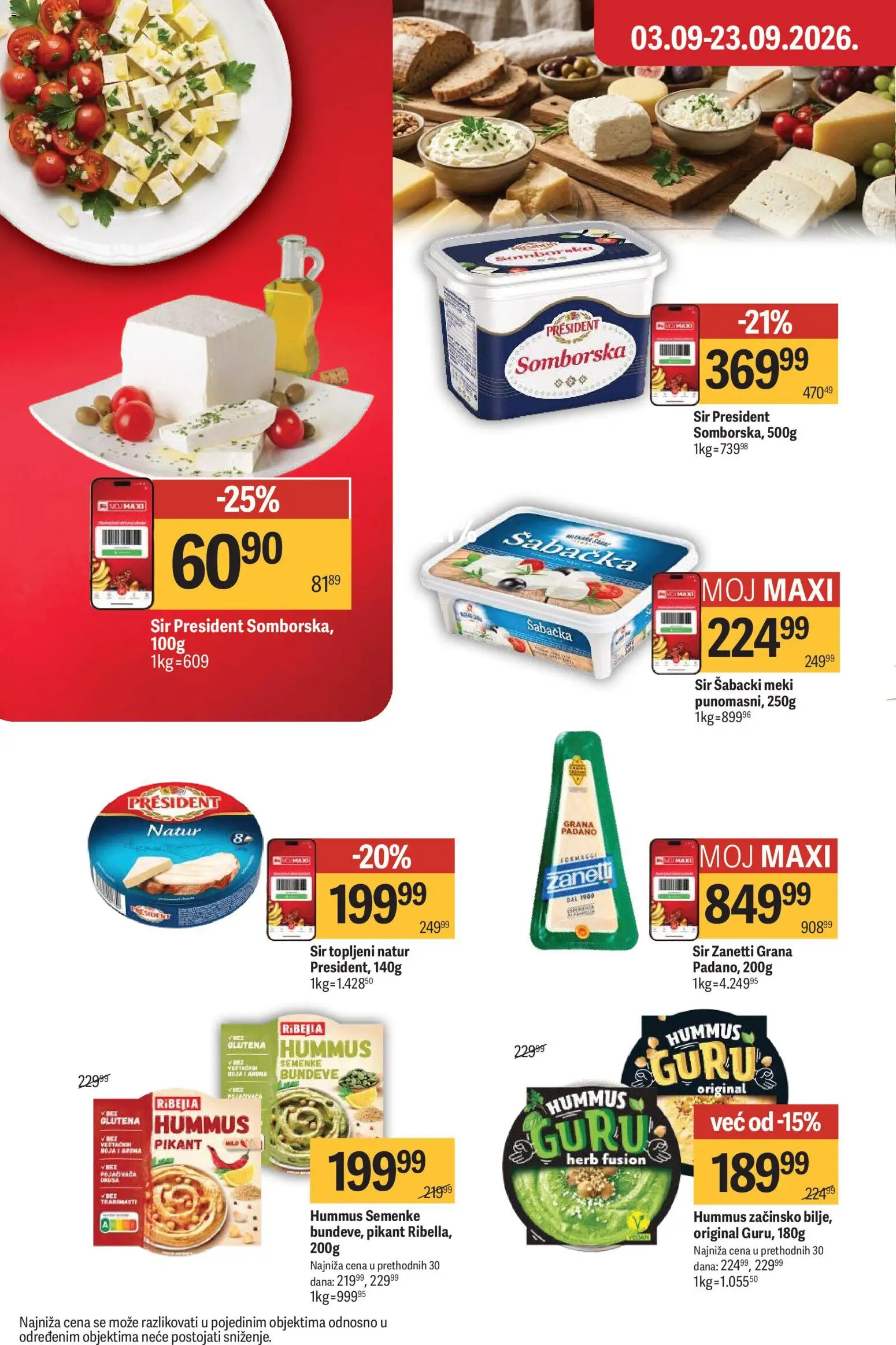 Maxi katalog - važi od 03.09.2026 | Strana: 11 | Proizvode: Hummus, Grana Padano, Sir
