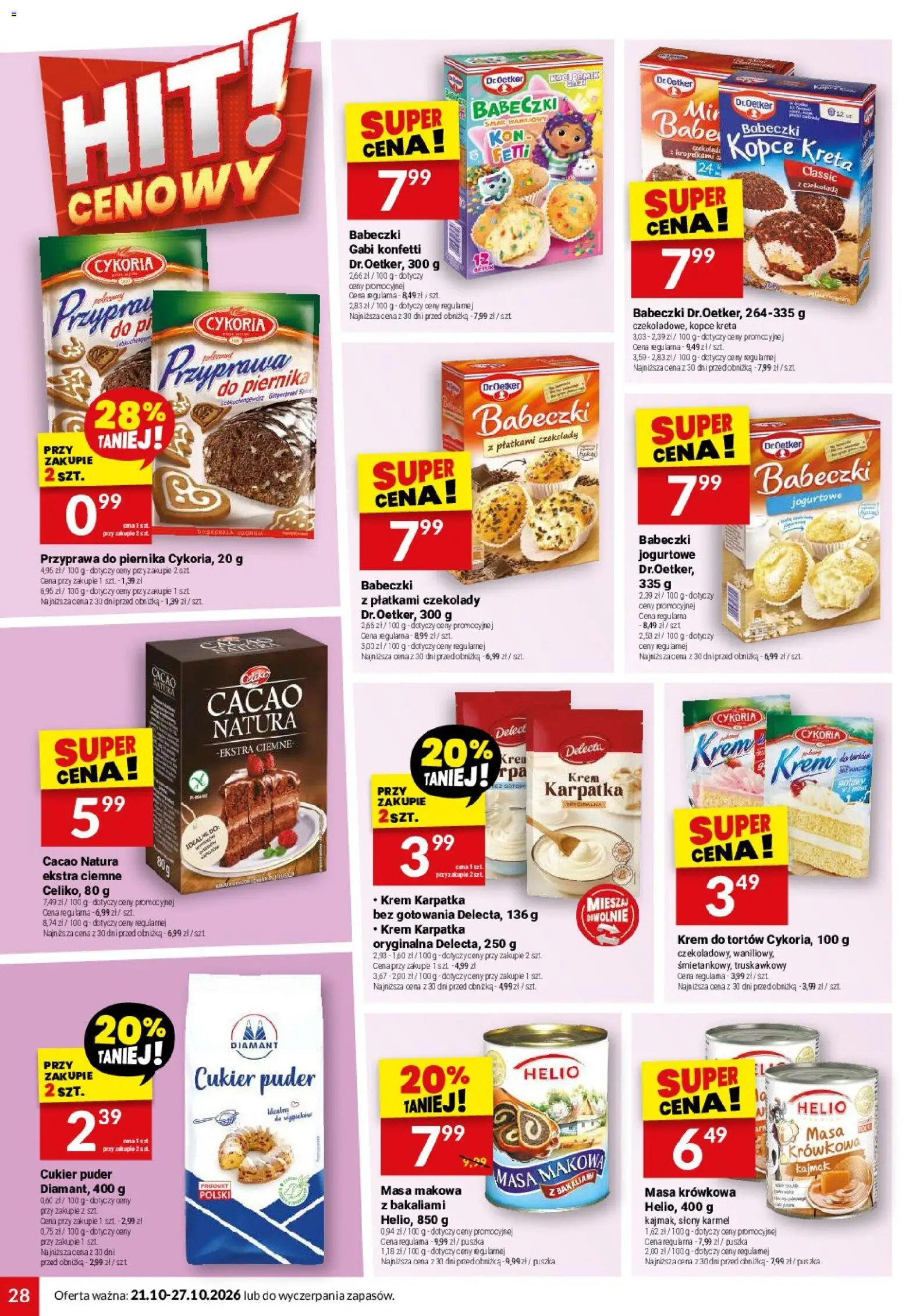 Twój Market gazetka od 21.10.2026 | Strona: 28 | Produkty: Czekolady, Masa makowa, Babeczki, Czekolada