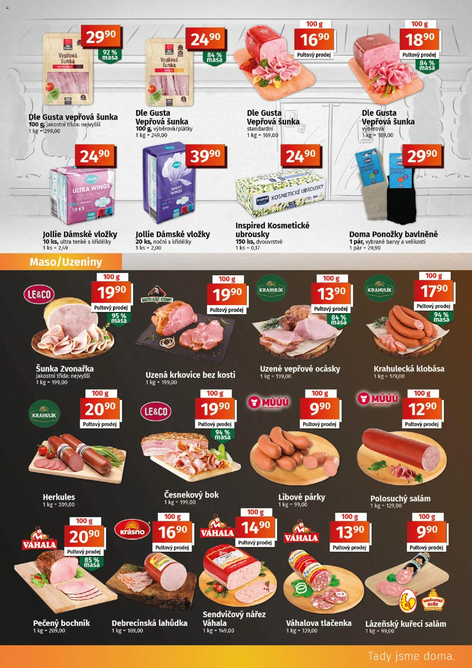 Coop leták - Tuty od 07.10.2026 | Strana: 3 | Produkty: Ponožky, Vložky, Klobása, Krkovice bez kosti