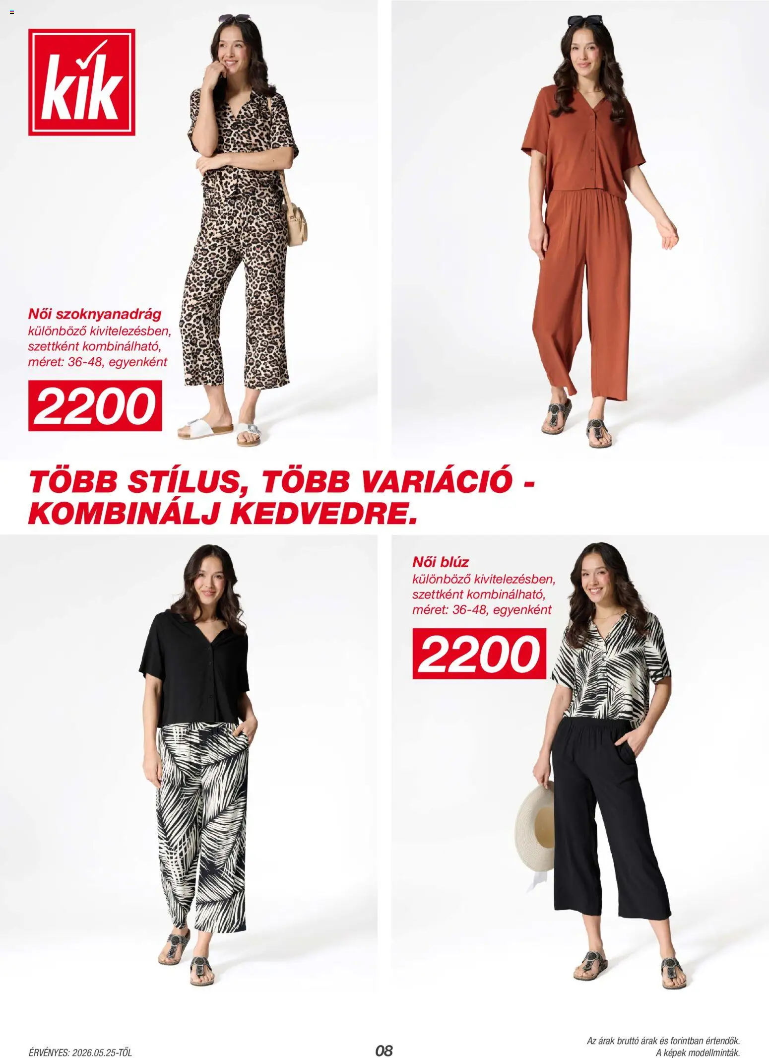 Kik akciós ujság - amely érvényes a következő dátumtól: 25.05.2026 | Oldal: 8 | Termékek: Blúz