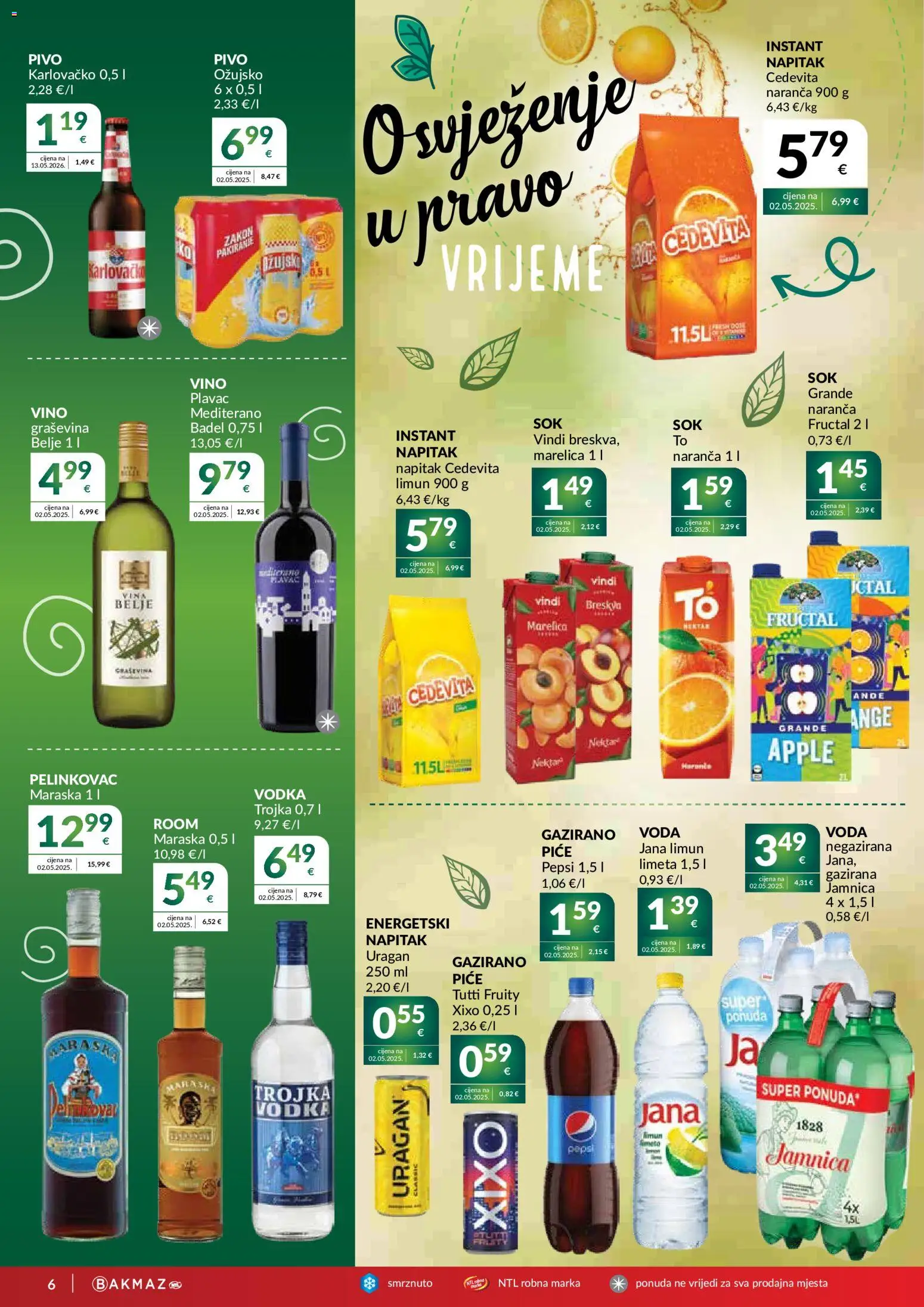 Bakmaz katalog | vrijedi od 17.06.2026 | Stranica: 6 | Proizvodi: Pelinkovac, Pepsi, Jamnica, Limeta