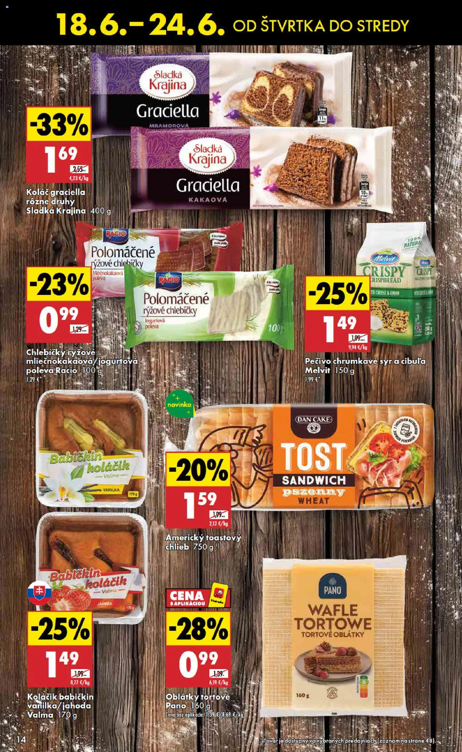 Nové Biedronka akcie – leták je platný od 18.06.2026 | Strana: 14 | Produkty: Syr, Chlieb, Koláč, Cibuľa