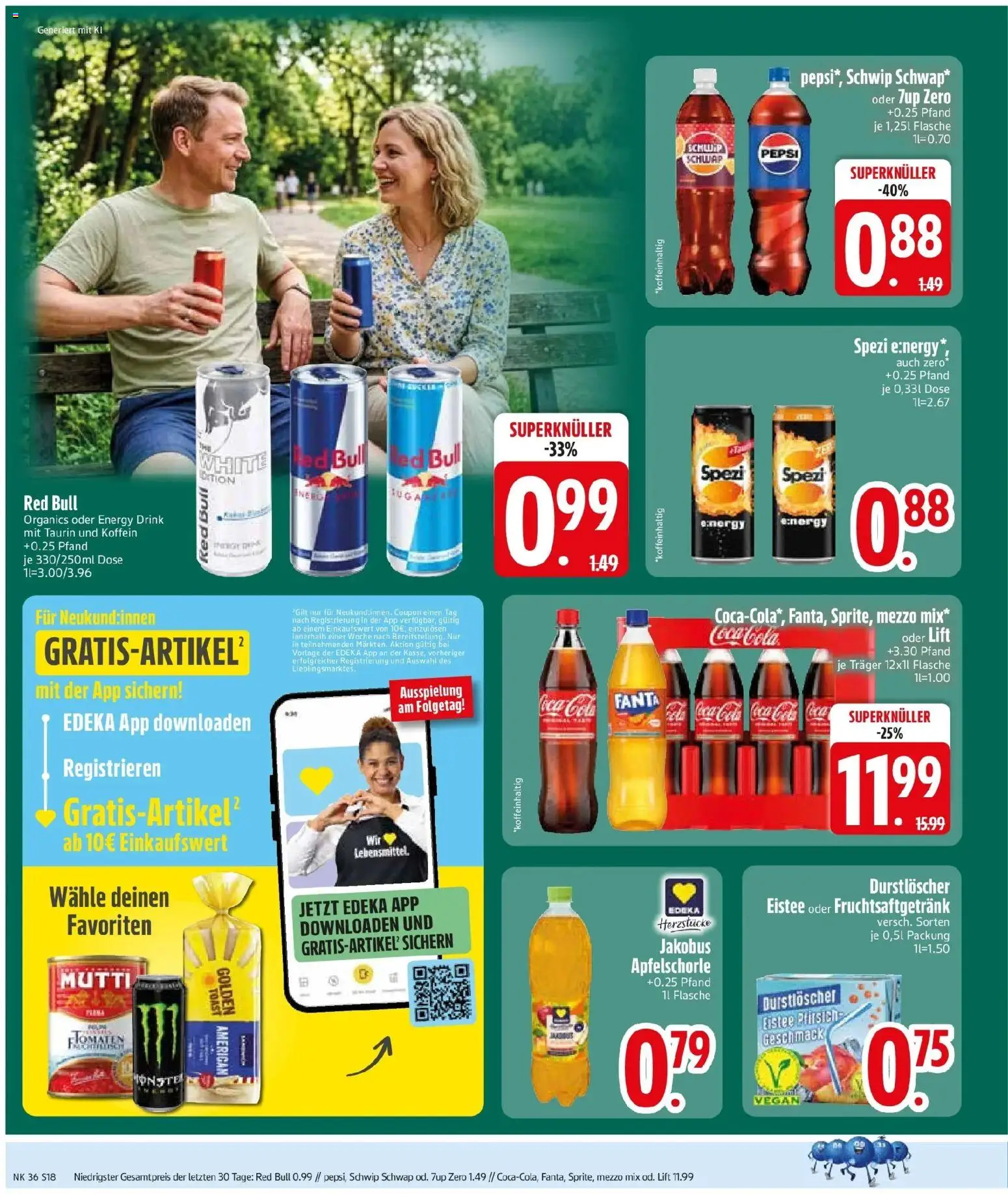 Edeka Prospekt Feldkirchen (ab 31.08.2026) » Angebote Online | Seite: 20 | Produkte: Cola, Schwip schwap, Pfirsich, Pepsi