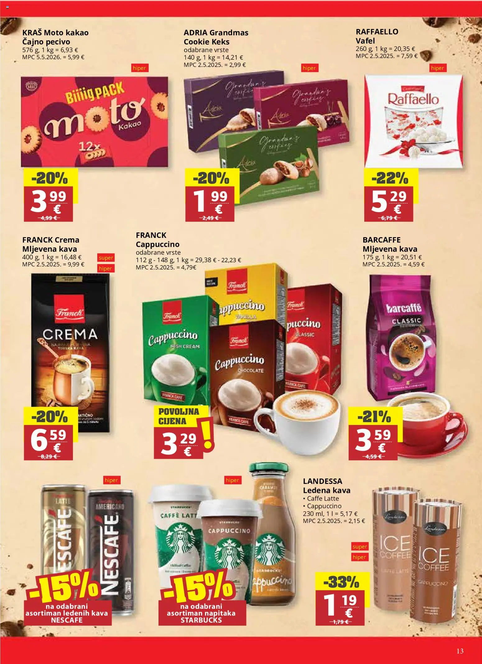 Ribola katalog | vrijedi od 08.07.2026 | Stranica: 13 | Proizvodi: Mljevena kava, Kava, Barcaffe, Kakao