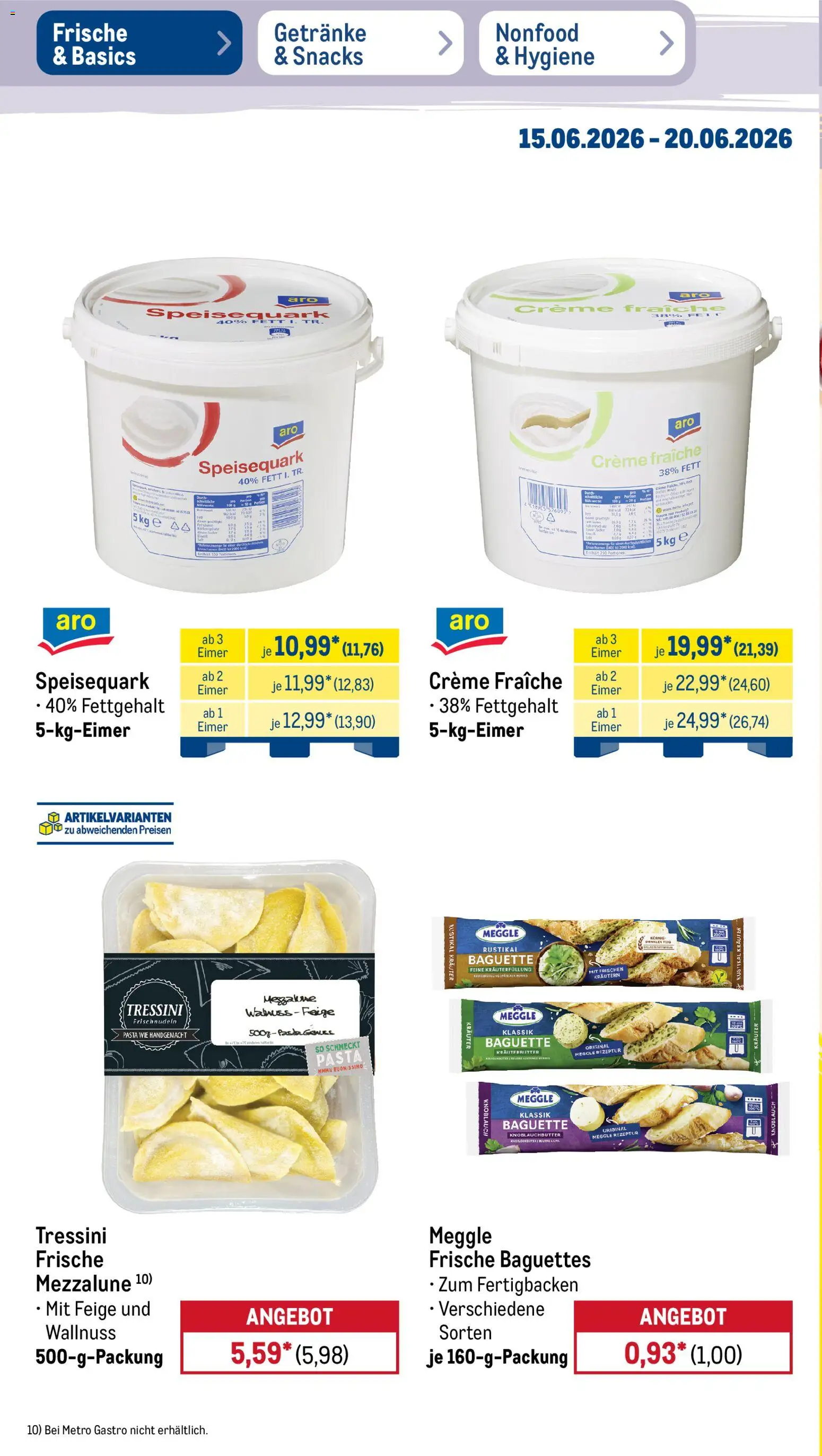 Metro Non Food & Hygiene – gültig ab 15.06.2026 | Seite: 50 | Produkte: Baguette, Creme, Knoblauch, Speisequark