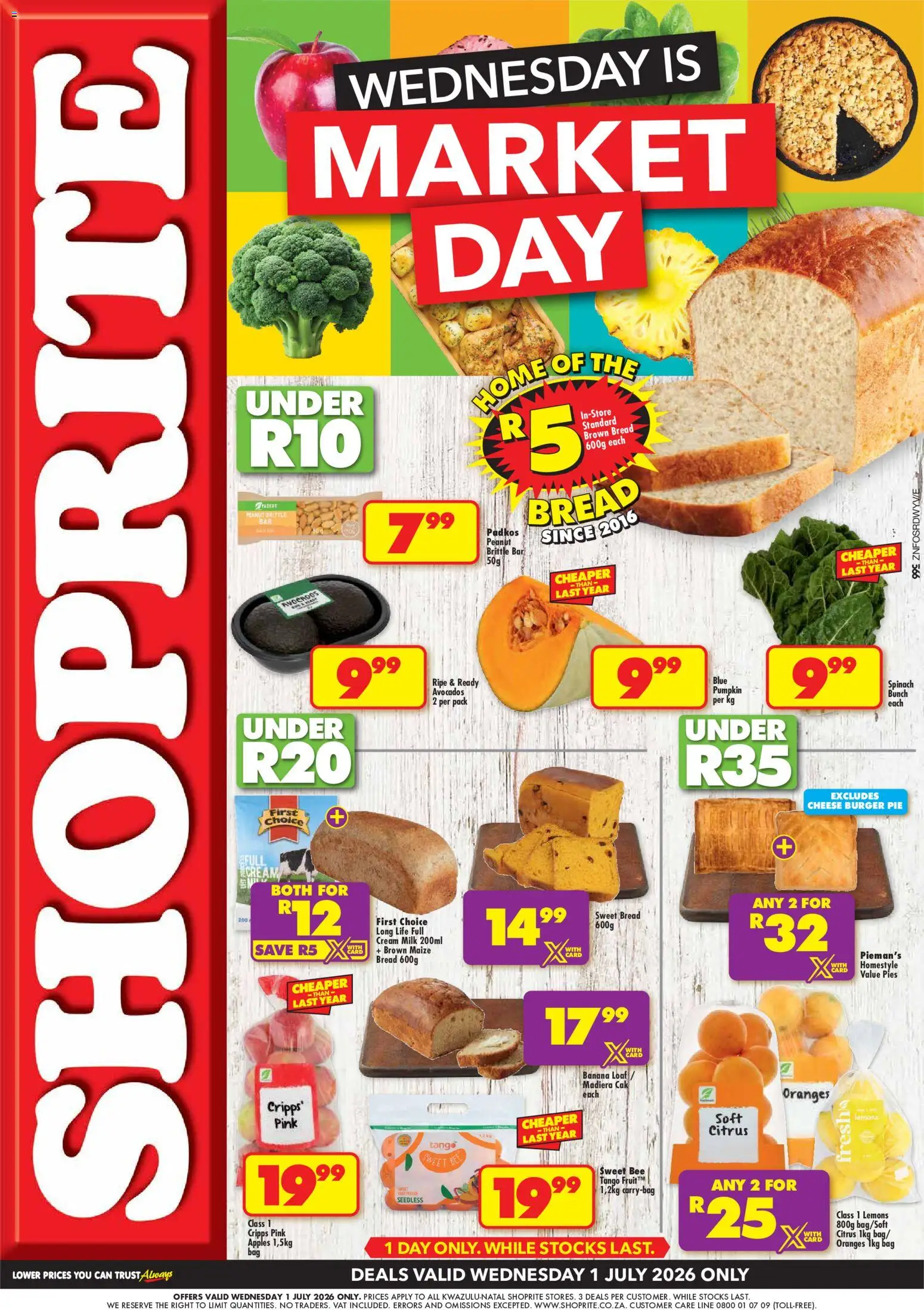 New Shoprite catalogue – valid from 01/07/2026 | Page: 1 | Products: Milk, Cheese, Apples, Cream