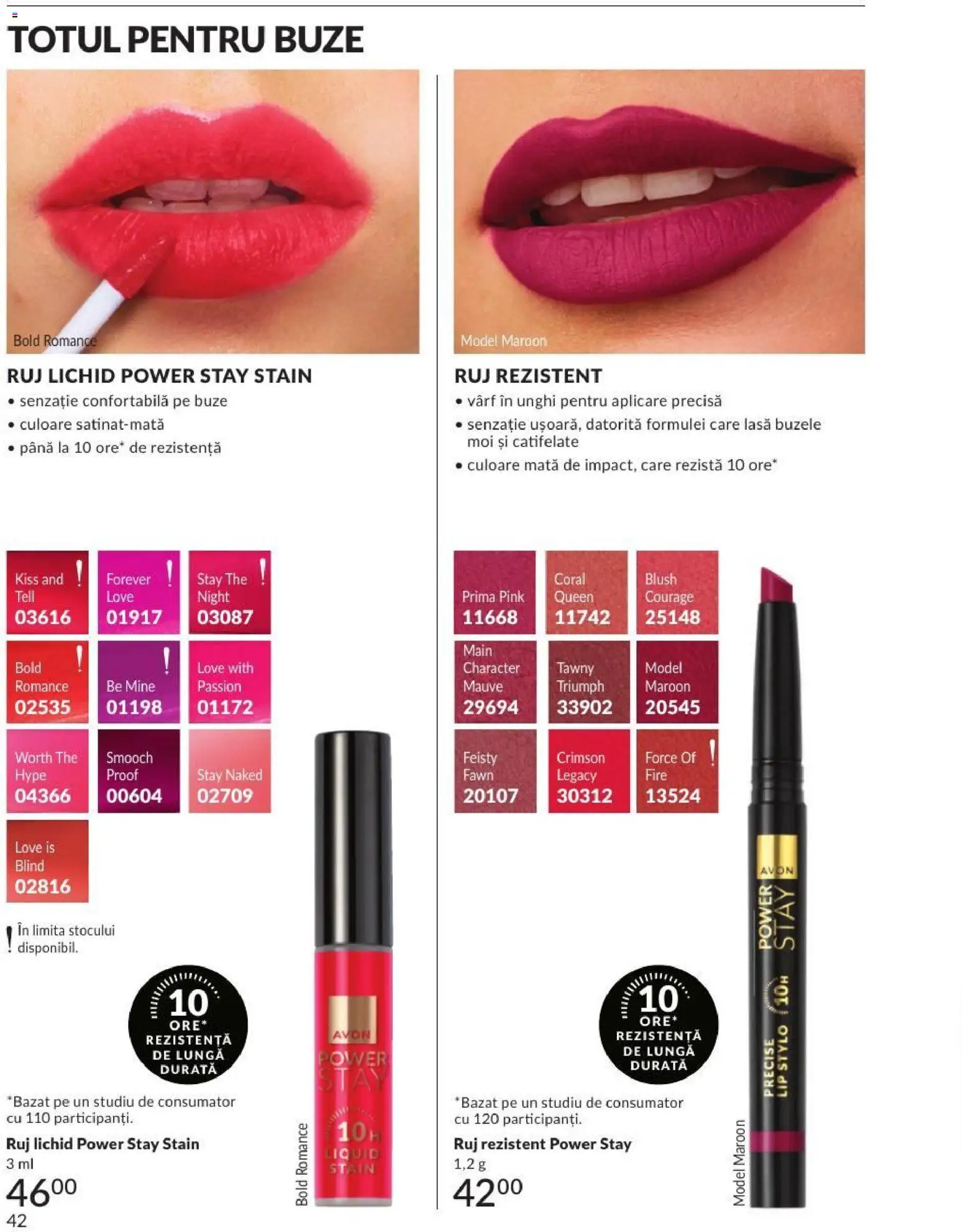 Noul catalog Avon – valabil de la 01.09.2026 | Pagină: 42 | Produse: Blush, Ruj, Power