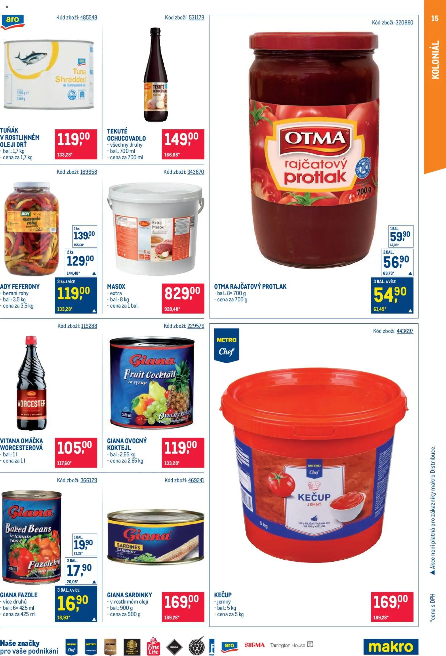 Makro leták - Gastronomie od 26.08.2026 | Strana: 15 | Produkty: Tuňák, Kečup, Sardinky, Fazole