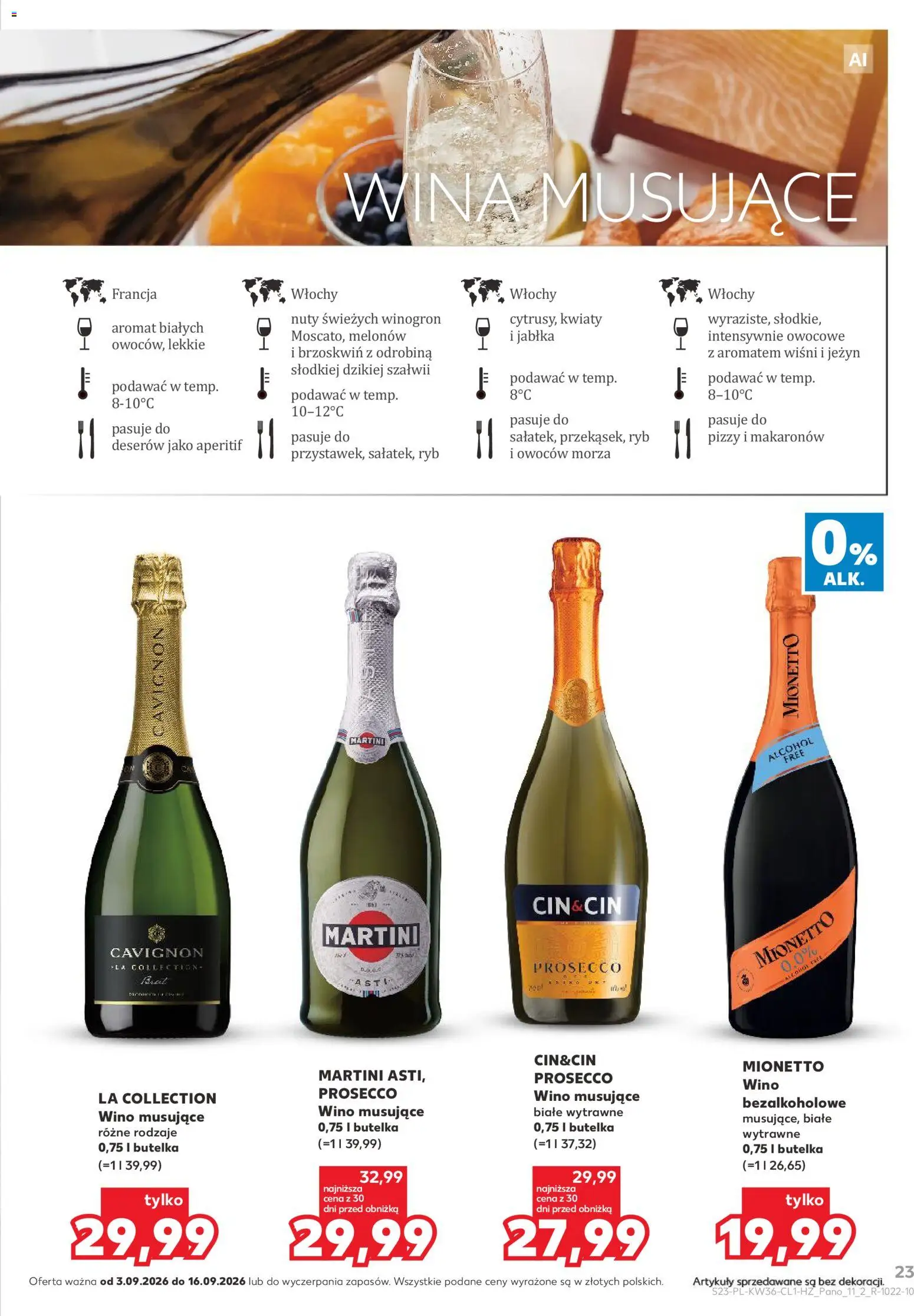 Kaufland Polsko leták - Barek od 03.09.2026 | Strana: 23 | Produkty: Prosecco, Jablka, Martini, Mionetto