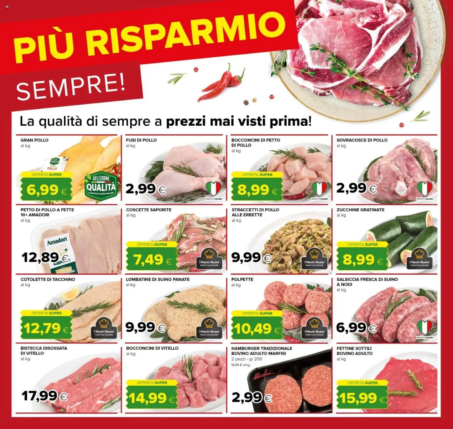 Volantino Tigre del 07.05.2026 | Pagina: 6 | Prodotti: Bovino, Pollo, Salsiccia, Zucchine