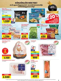 Spar akciós újság - amely érvényes a következő dátumtól: 2026.10.08. | Oldal: 9 | Termékek: Lazacfilé, Sajt, Zöldbab, Pulykanyak