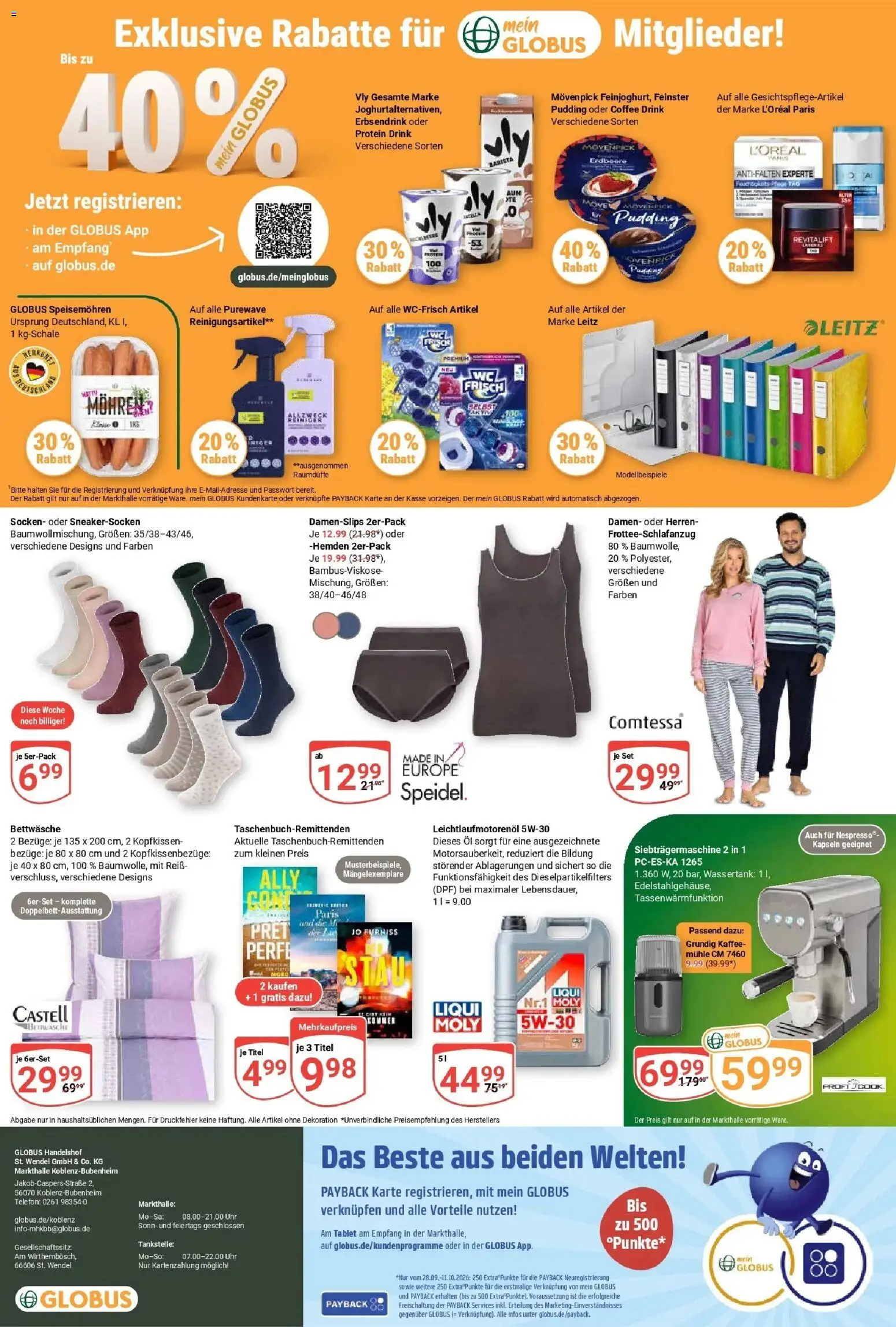 Globus Prospekt Koblenz-Bubenheim (ab 28.09.2026) » Angebote online | Seite: 26 | Produkte: Kaffee, Kopfkissen, Mohren, Socken