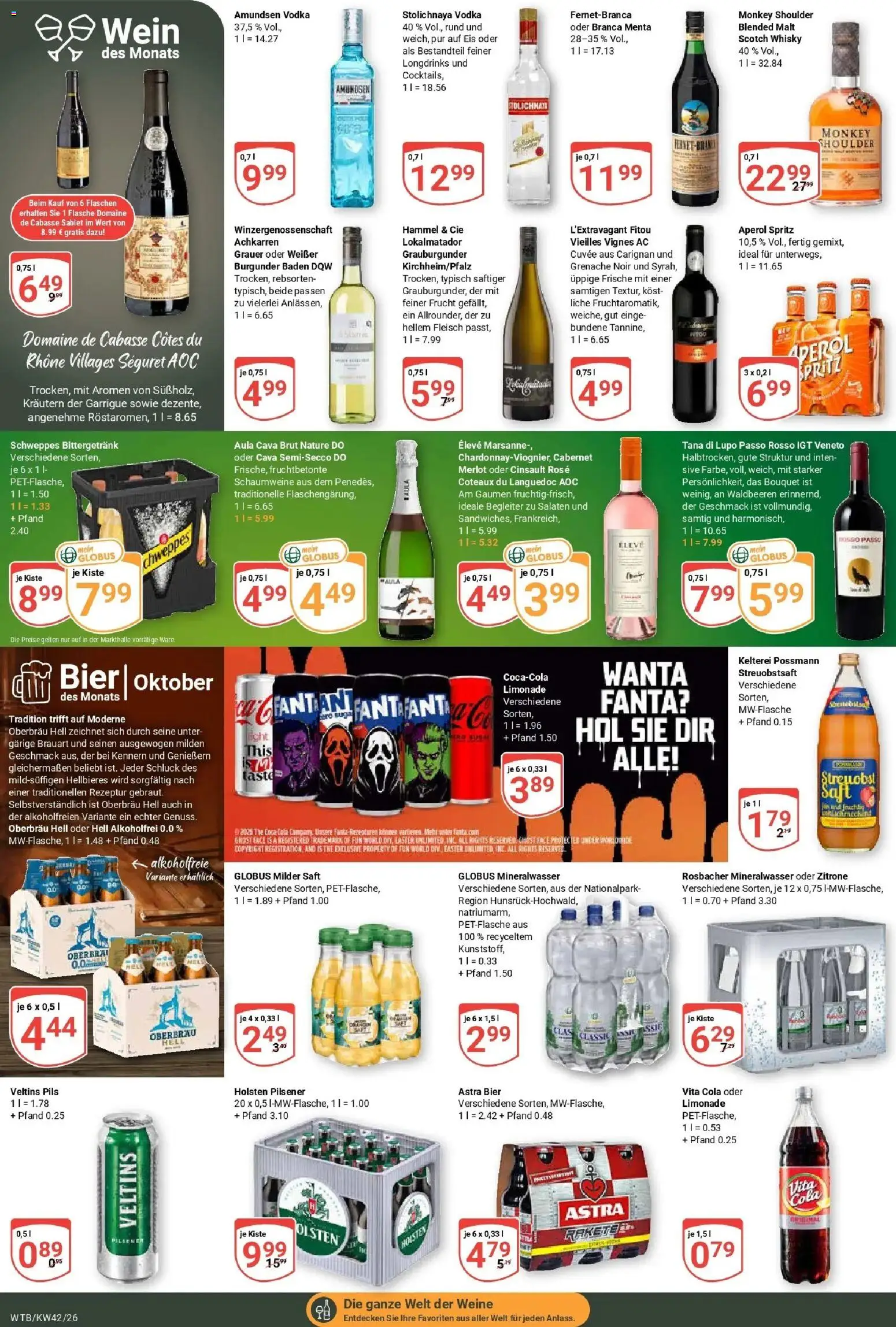 Globus Prospekt Wächtersbach (ab 12.10.2026) » Angebote online | Seite: 16 | Produkte: Cola, Holsten, Vodka, Fleisch
