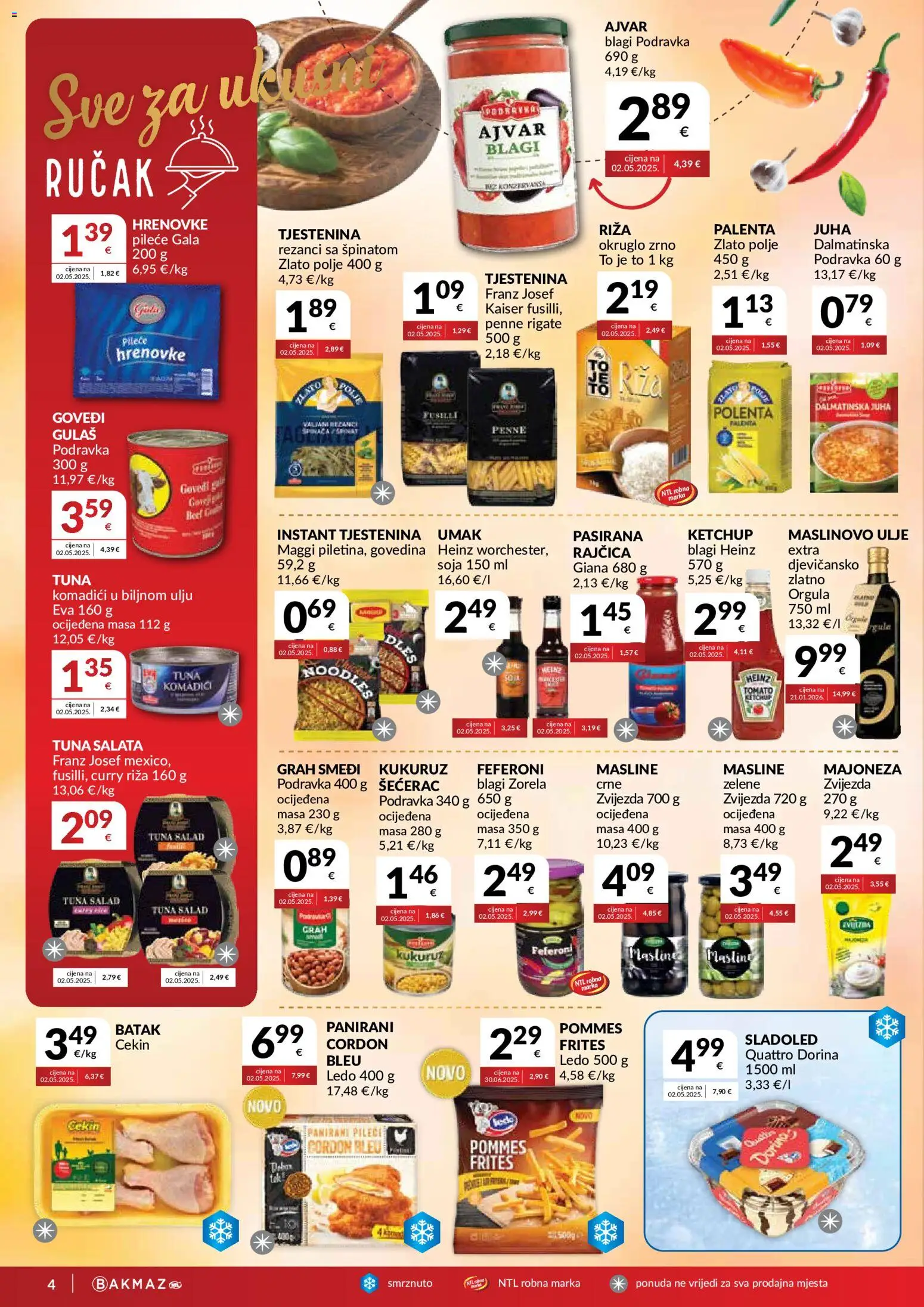Bakmaz katalog | vrijedi od 20.05.2026 | Stranica: 4 | Proizvodi: Pommes frites, Podravka, Sladoled, Salata
