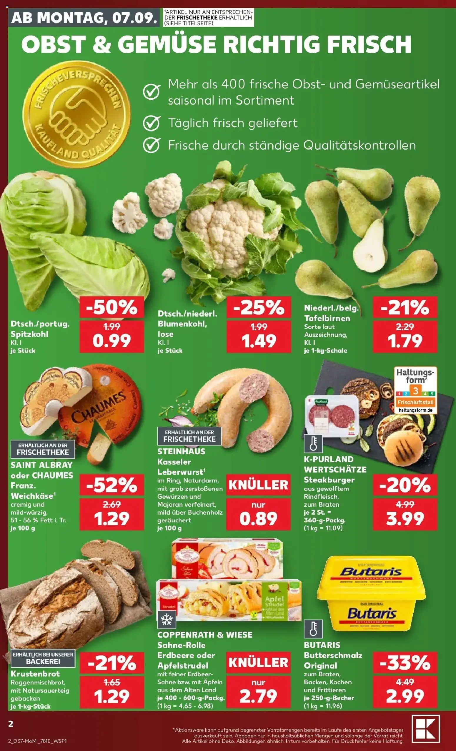 Prospekt Kaufland ab 07.09.2026 » Angebote Online zum Blättern | Seite: 2 | Produkte: Bäckerei, Äpfel, Obst, Sahne