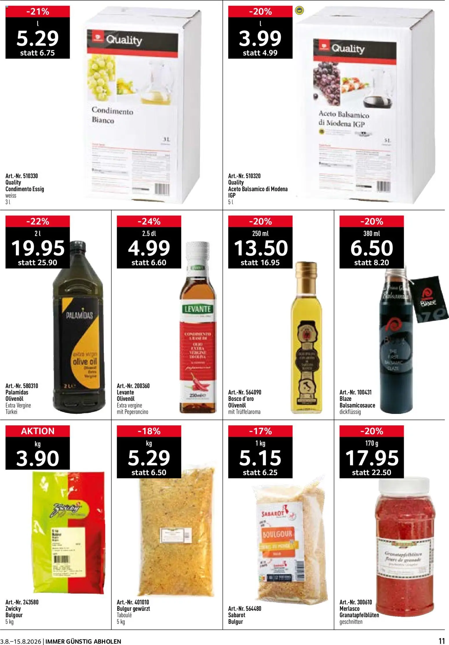 Prodega aktionen Sonne des Südens – gültig ab 03.08.2026 | Seite: 11 | Produkte: Balsamico, Essig