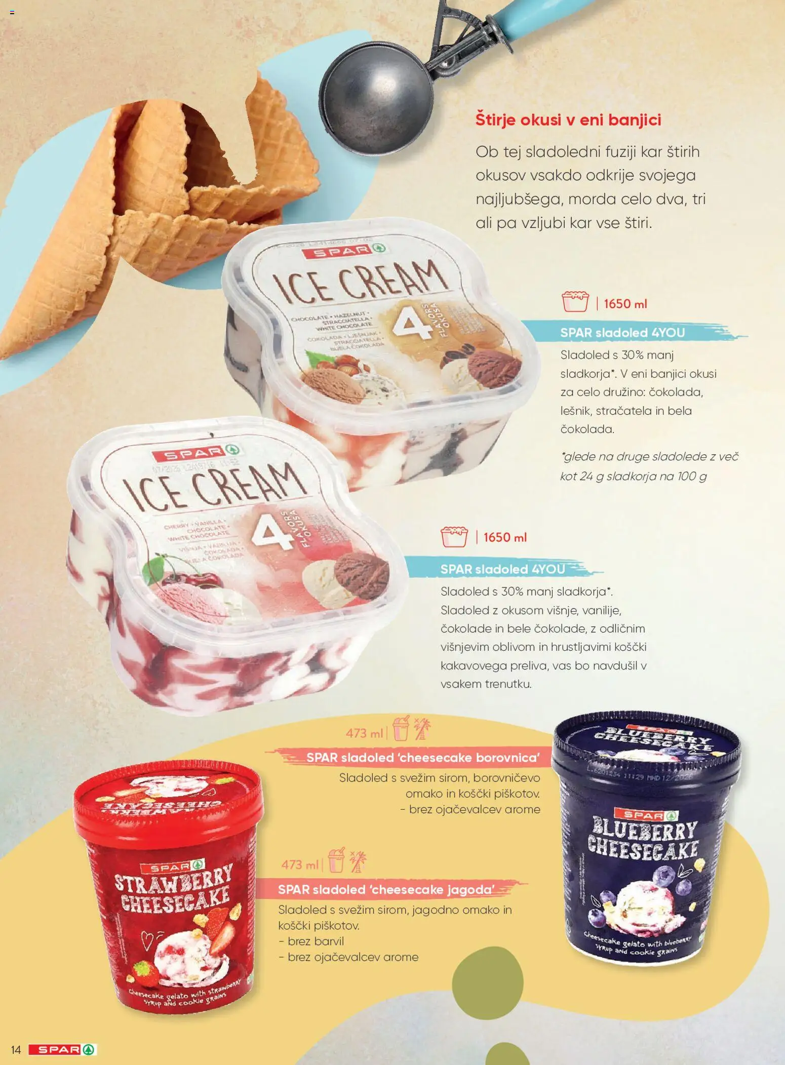 Novi Spar katalog ponudbe – veljaven od 20.04.2026 | Stran: 14 | Izdelki: Sladoled