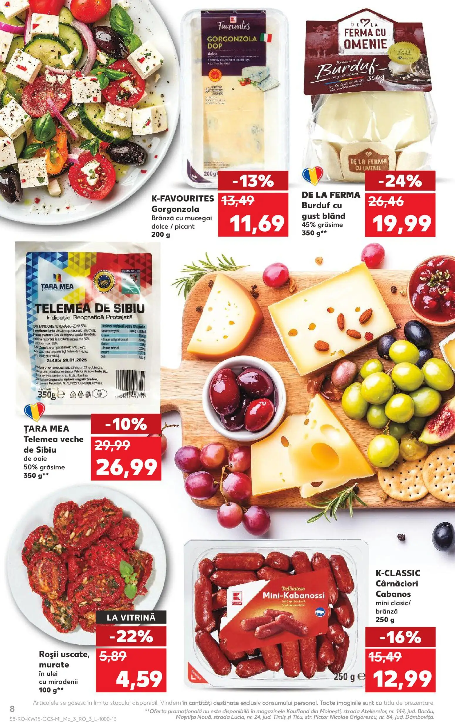 Noul catalog Kaufland – valabil de la 08.04.2026 | Pagină: 8 | Produse: Lapte, Brânză cu mucegai, Gorgonzola, Ulei